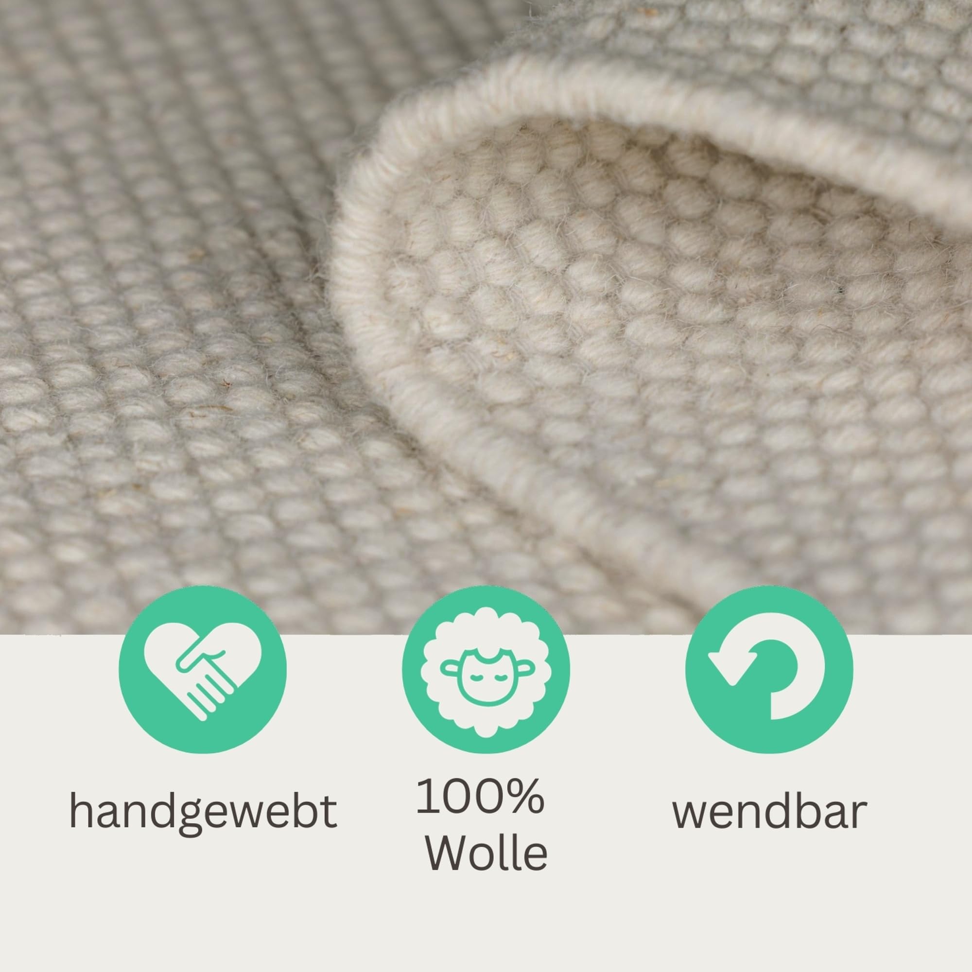 MY-RUG Wollteppich 200x240 cm - WoolHeaven Schurwolle Natur Weiß | Handgewebter Wendeteppich aus gewalkter Wolle, weich und robust, ideal für Wohnzimmer, Boho und Skandinavisch Design