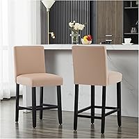 Vista 43 de Taburetes de bar de piel sintética de 26 pulgadas, modernas sillas de bar tapizadas de altura de barra, taburetes de bar con patas de madera maciza