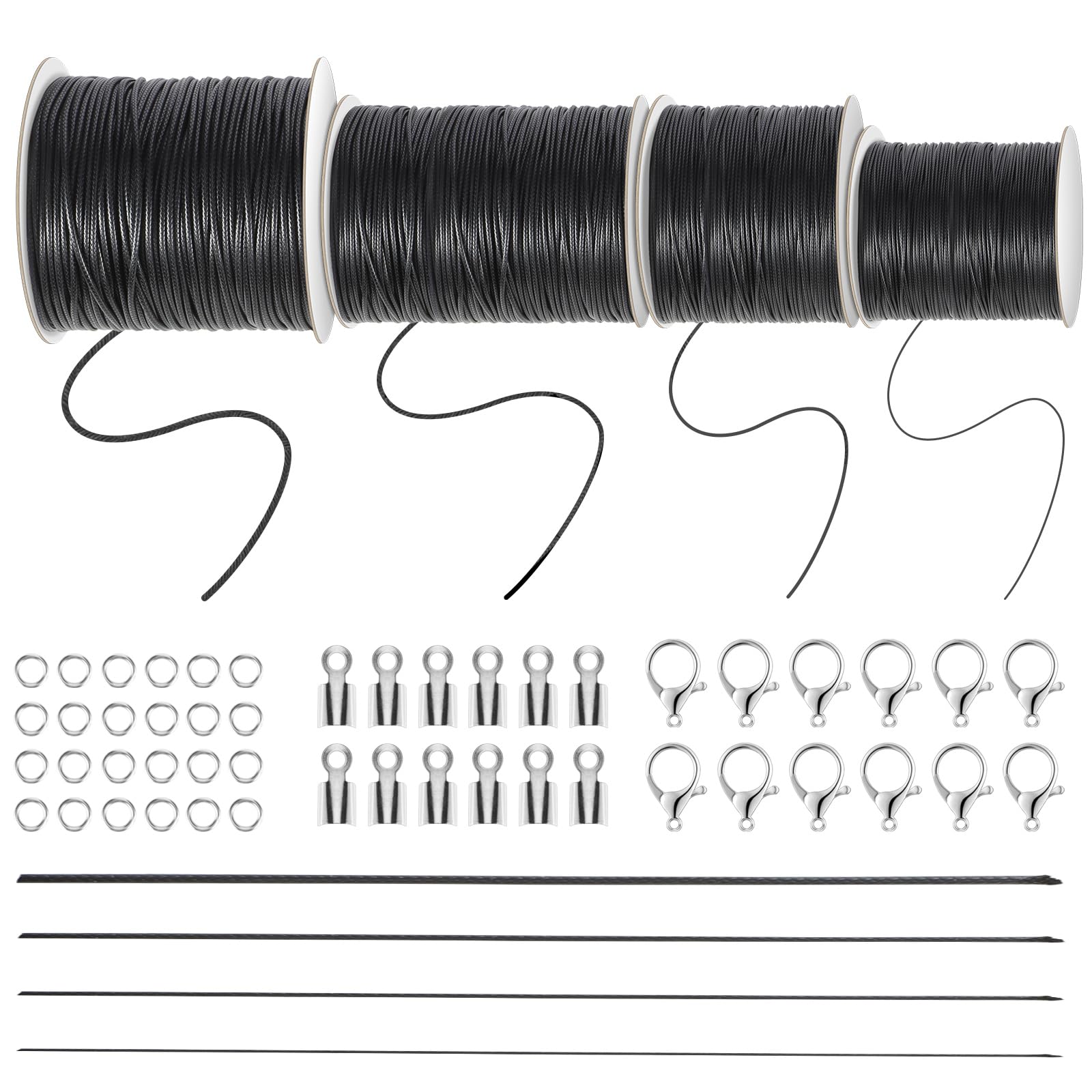 Wesnoy 5 Pcs Jewelry Making Kits for Adults Jewelry Making Supplies Kit Jewelry Repair Tool with Accessories 109 Yds Black Waxed Cotton Cord for Beginners Jewelry String Bracelet Cord Necklace String