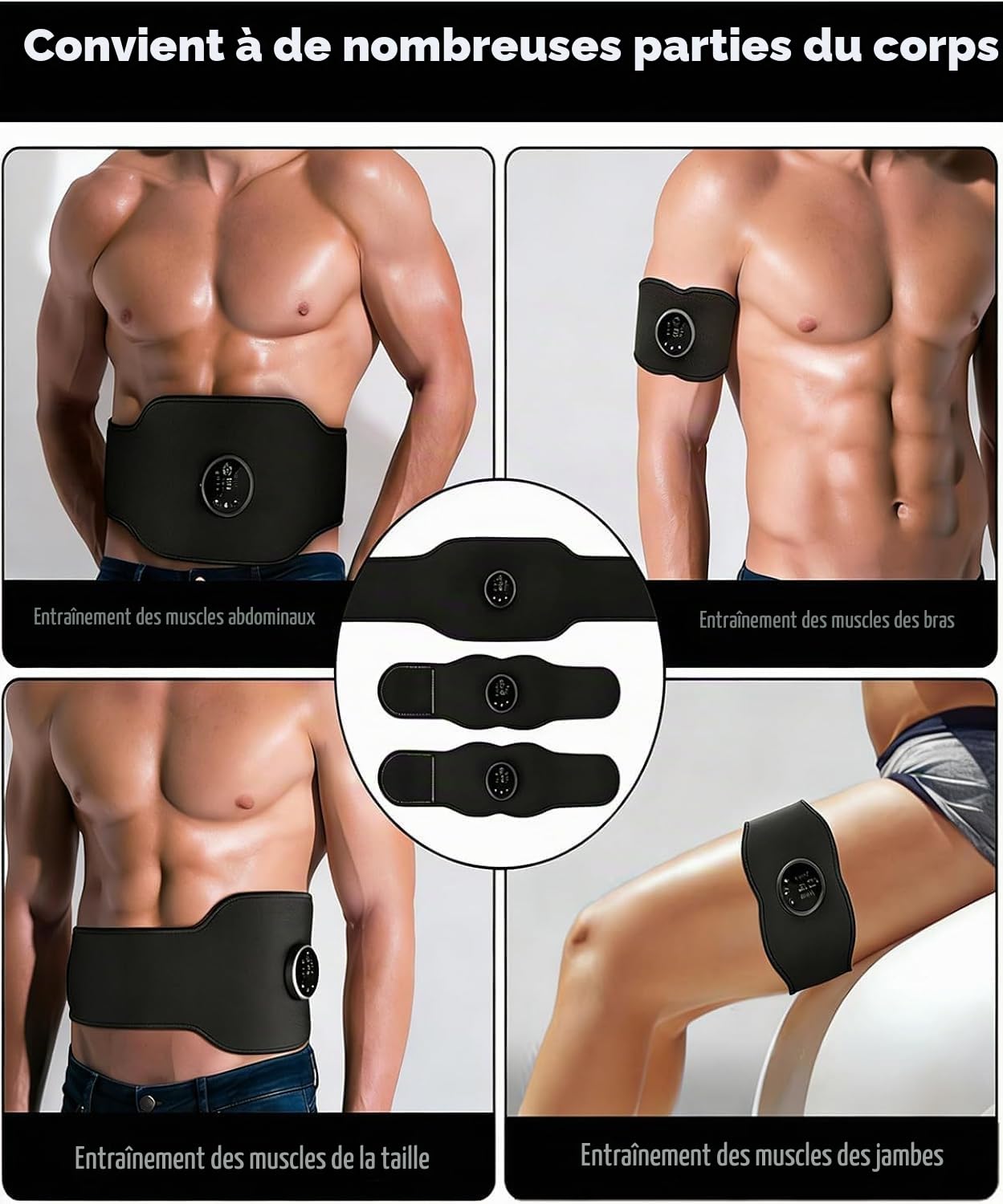 Ceinture abdominale Next Gen Ultra Muscle Fitness, ceinture de tonification réglable, 12 modes et 19 niveaux d'intensité, raffermissement musculaire, équipement d'entraînement de renforcement pour les
