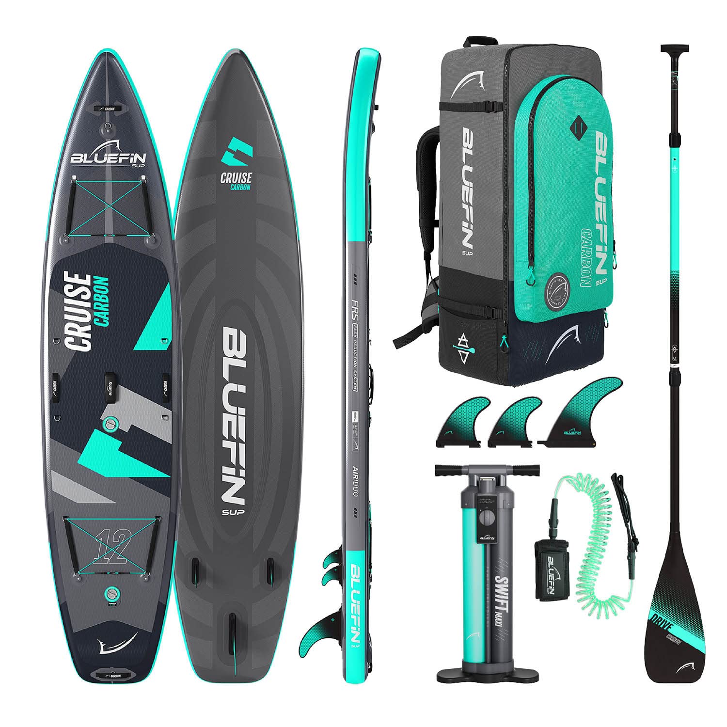 Paquete de Sup Bluefin Cruise | Tabla de Paddle Surf Hinchable | Remo de Fibra de Vidrio | Kit de Conversión a Kayak | Accesorios Completos | Varias Medidas: 10’8, 12’, 15’
