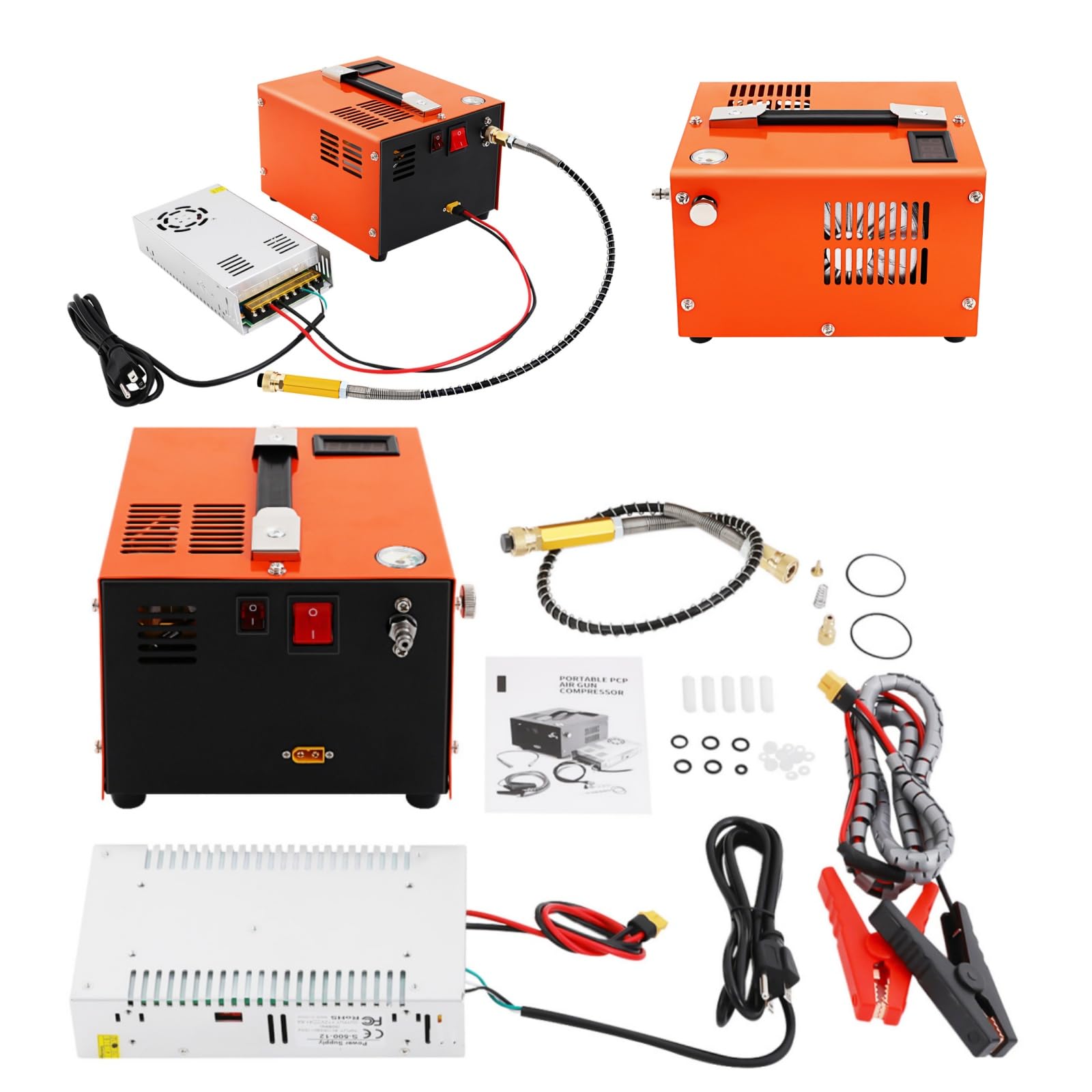 PCP Air Compressor - 350W 12V Portable High Pressure 4500PSI Pump for Paintball Tank & Air Pistol