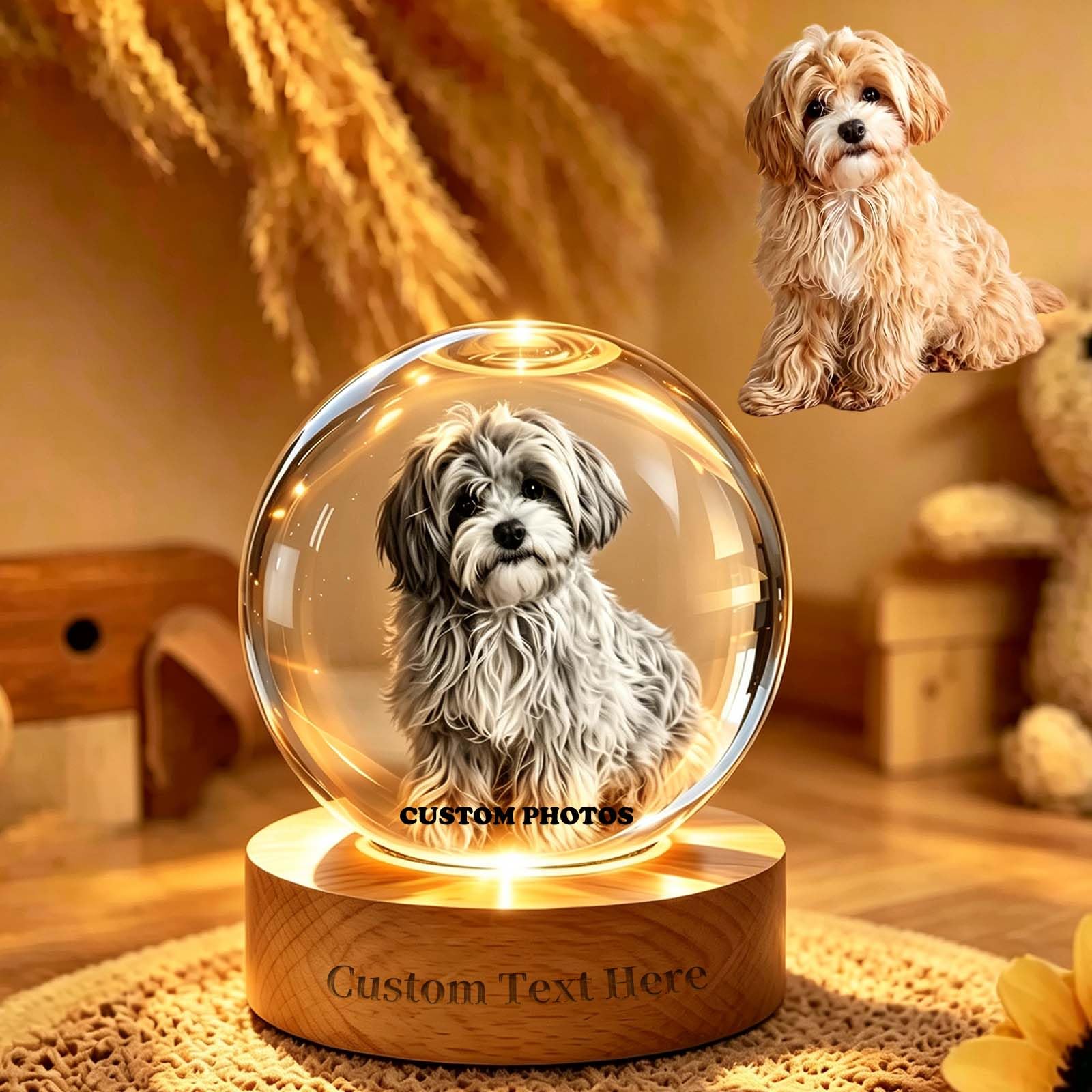 Personalised Snow Globe with Photo Custom Engraved Crystal Ball Light