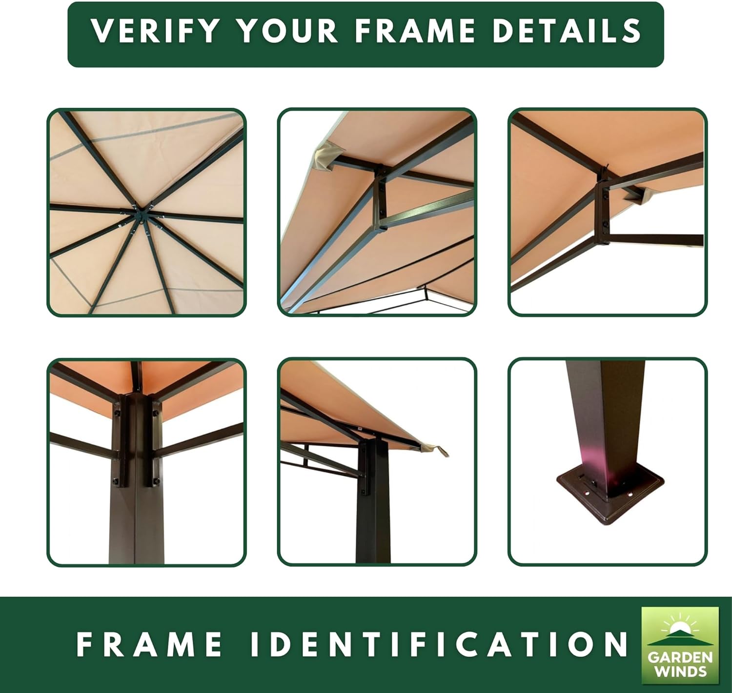Garden Winds Reinforced RipLock 350 Replacement Canopy Top Cover Compatible with ShelterLogic Sequoia 12' x 12' Gazebo Model 24010 - Beige