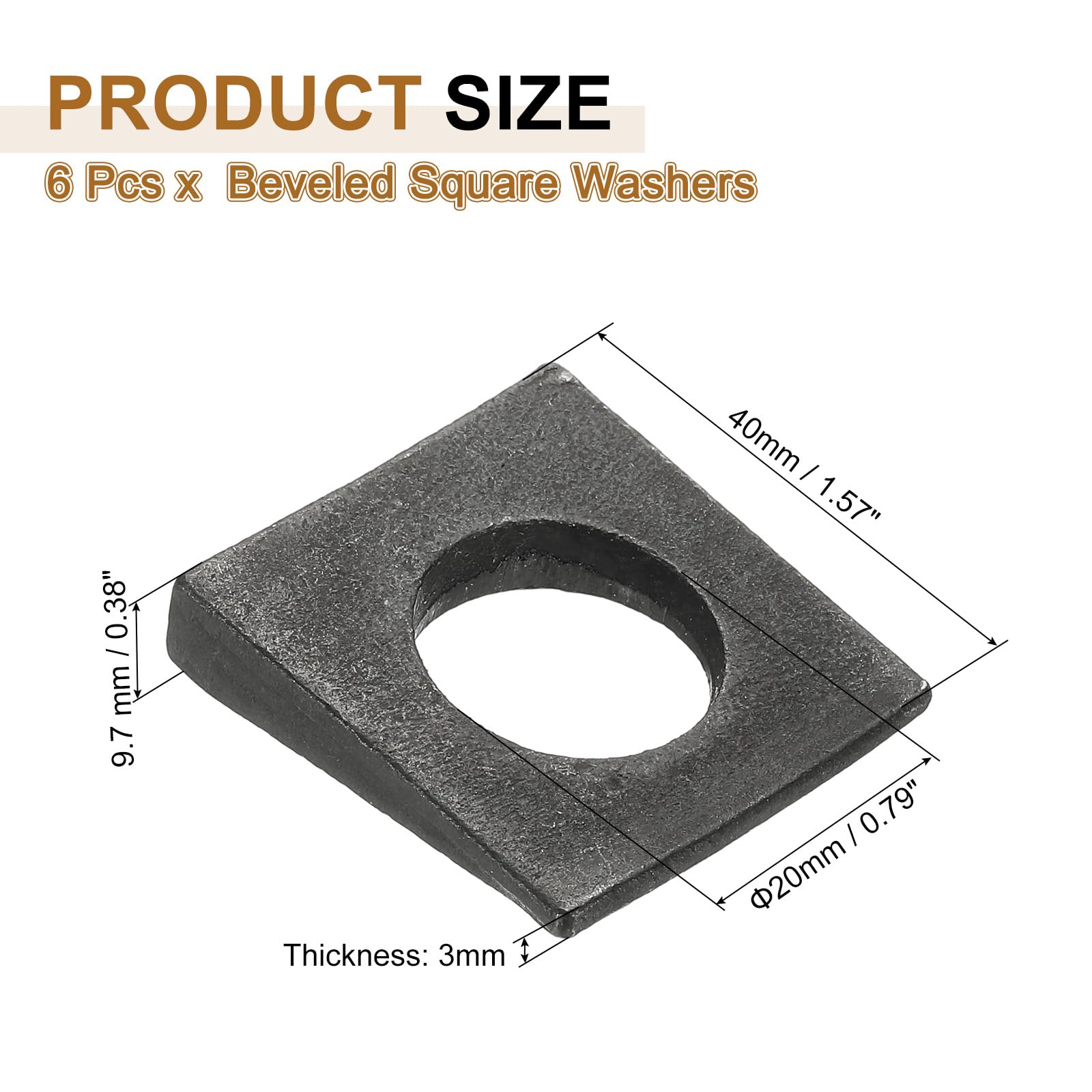 PATIKIL 6pcs Beveled Square Washers - Image 2