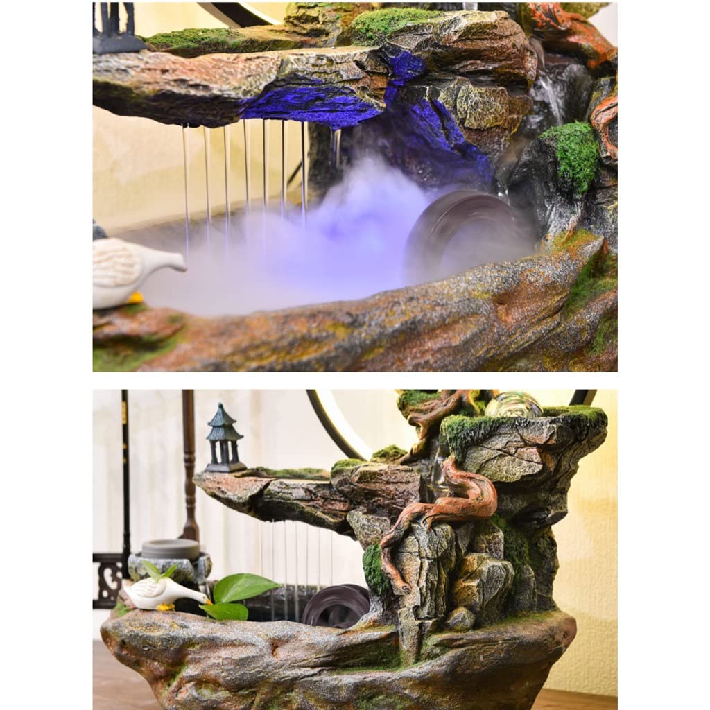 Fontana da Tavolo, Cascata Decorativa, Fontana Zen, Design Bonsai e Albero, Illuminazione LED, per Interni, per casa e Ufficio