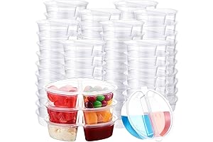100 PCS 4 OZ Disposable Two Compartment Sauce Containers