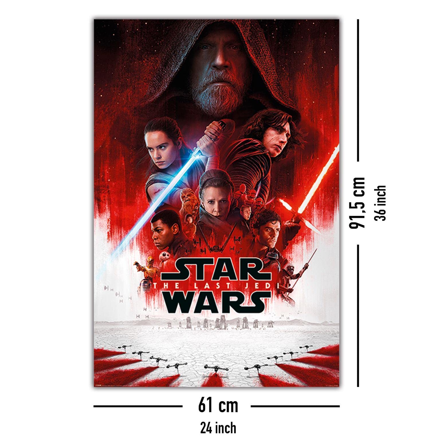 Poster Star Wars A Fumetti Con Action Figures - Stampa 61 X 91,5 Cm Con 2 Listelli In Legno Magnetici Da 61 Cm - 3