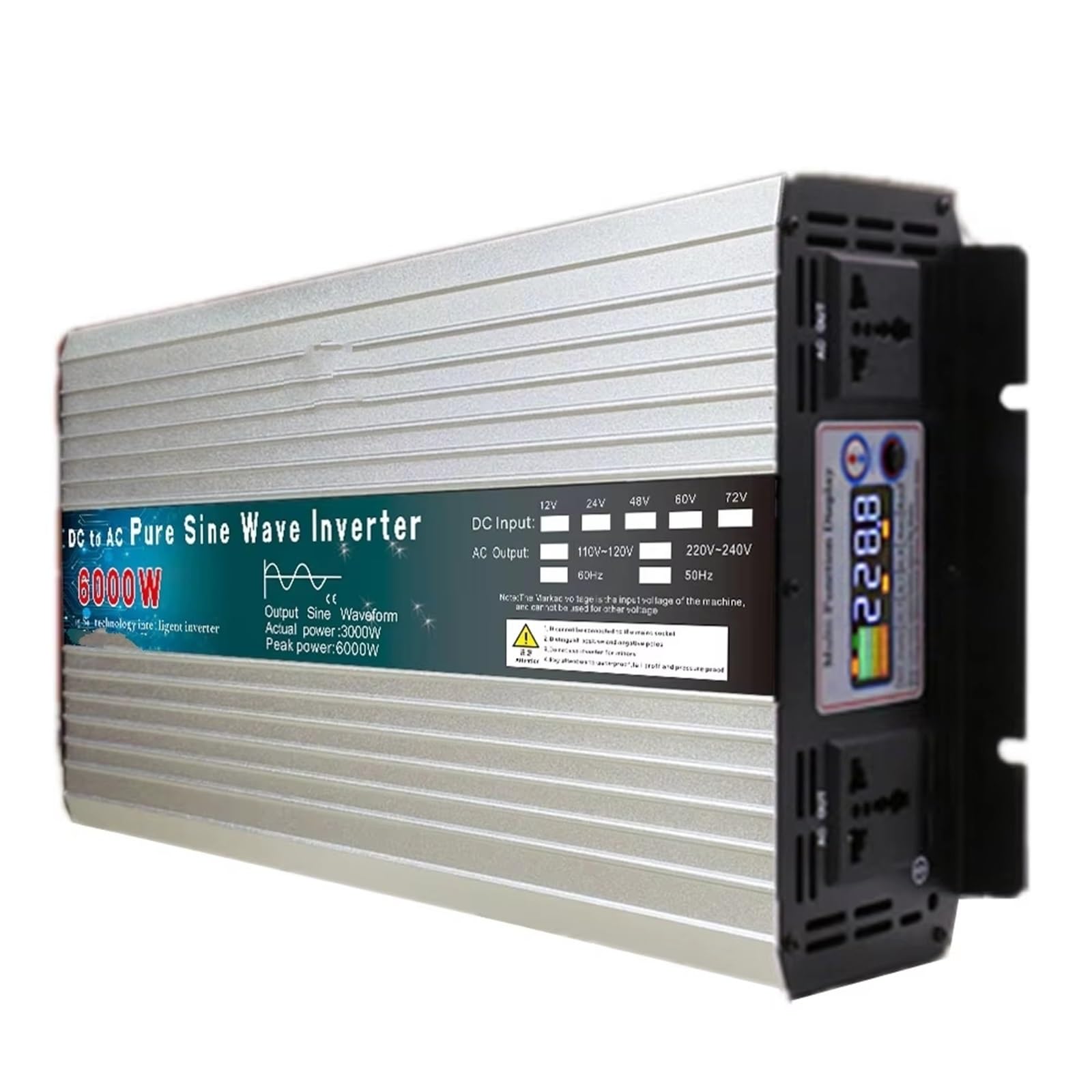 Inversor Inversor De Onda Sinusoidal Pura 12V/24V/48V/60V A 220V/230V 50Hz 6000W/8000W Convertidor De Voltaje Energía Solar De Onda Sinusoidal Pura(60V 6000W)