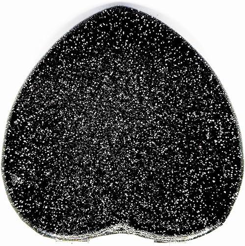 Bonito espejo compacto en forma de corazón para bolso, espejo de viaje negro con purpurina, espejo de bolsillo pequeño de cuero, espejo de