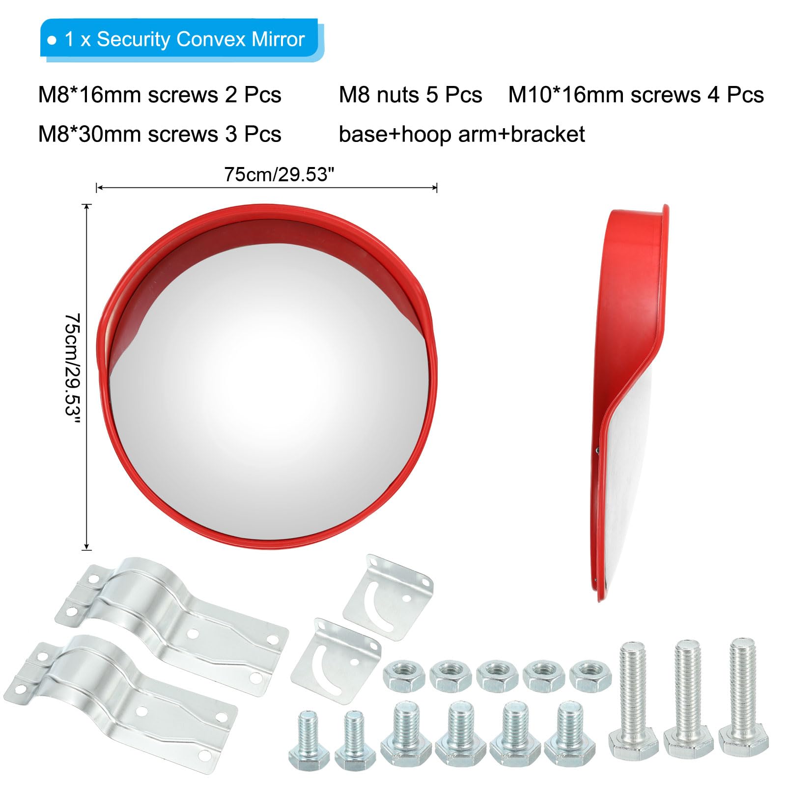 PATIKIL Security Mirror, 29.5 Inch PC Convex Mirror Traffic Garage Corner Mirror Adjustable Wide Angle View for Garage Warehouse Mall Home Office Outdoor