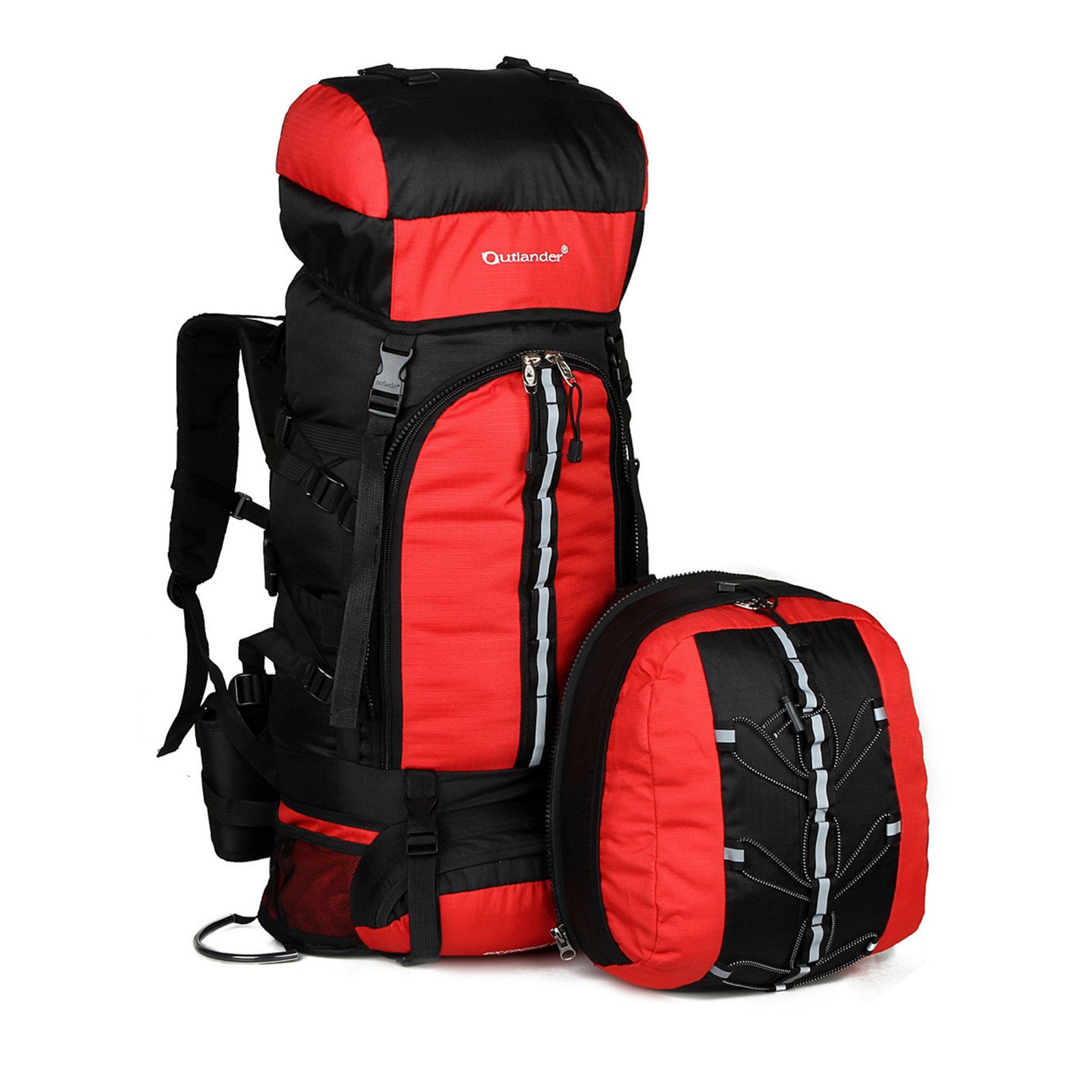 80L Internal Frame Backpack Hiking Backpack Backpacking for Camping Mountaineering Fishing (80L Red)