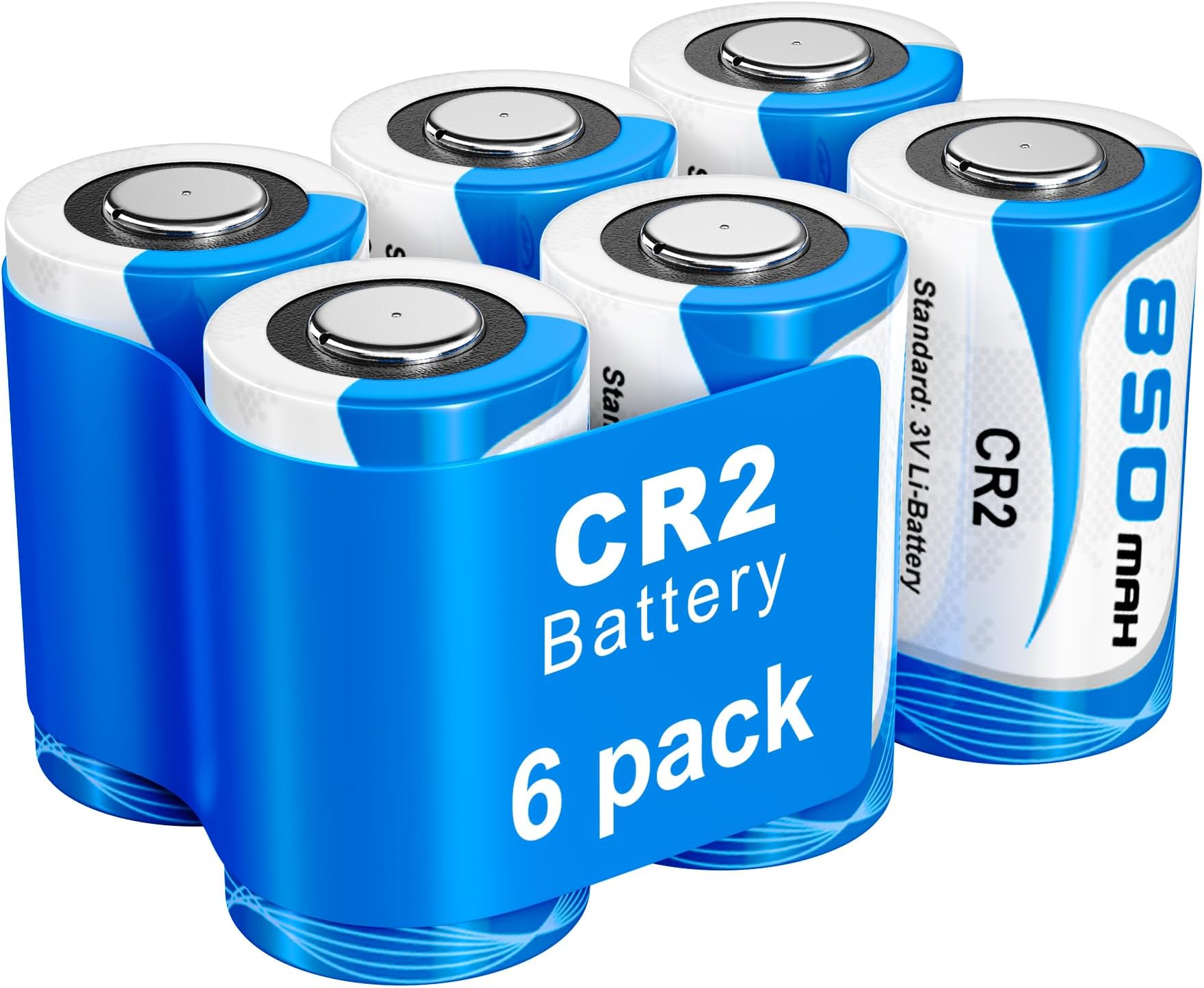CR2 battery, CR2 3V lithium battery, standard 850 mAh capacity, can be used for golf rangefinders, smoke detectors, alarm systems,Photo Flash and Flashlights (6 pack)