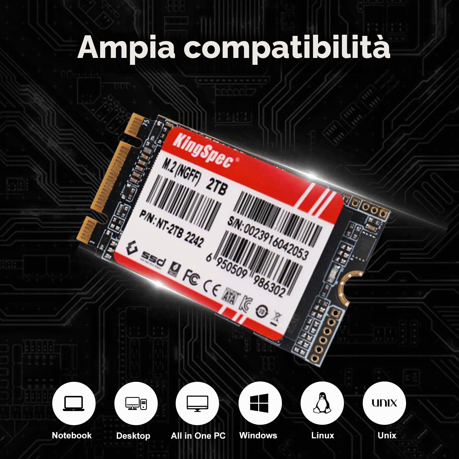 KingSpec SSD M.2 2242 SATA III da 512 GB, non per slot NVMe | SATA3 6Gb/s, chiave B+M, fino a 550MB/s, unità a stato solido interne per aggiornamenti di computer portatili/desktop