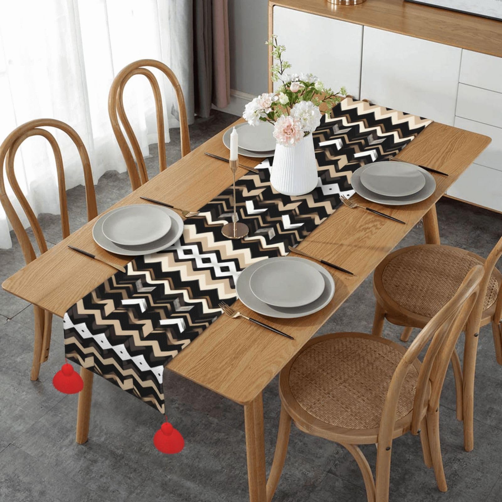 Chemin de table rustique long pour protéger et décorer la table de cuisine