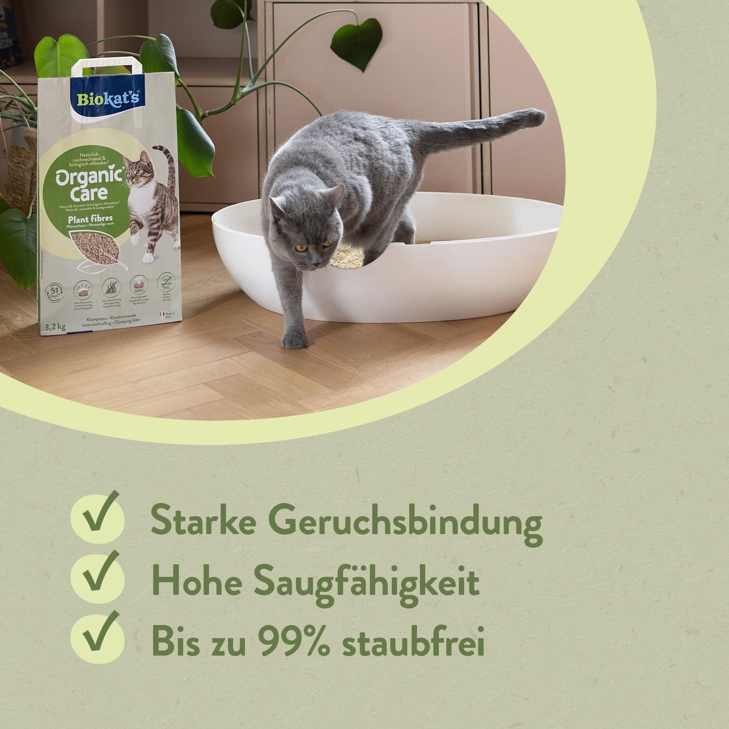 Biokat's Organic Care Plant Fibres 12 kg - Grobe klumpende Katzenstreu aus nachwachsenden und biologisch abbaubaren Pflanzenfasern - 1 Sack (1 x 12 kg)