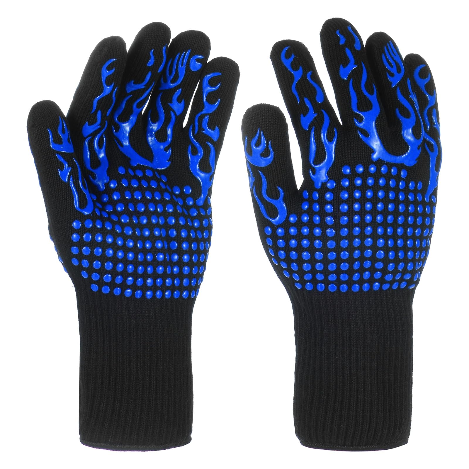 M METERXITY 1-Pair BBQ Heat Resistant Gloves 1472°F Flame Pattern L, Blue