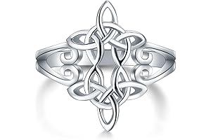 BORUO 925 Sterling Silver Ring: Celtic Knot, Heart, and Cross Trinity