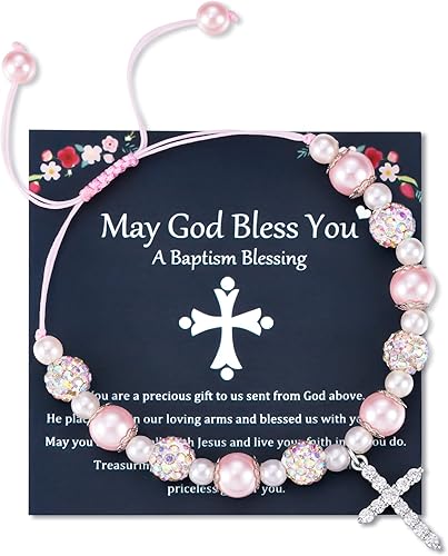 Jeka Pulseras de diamantes de imitación para niñas de flores, pulseras con dije de corazón de perlas rosadas, pulseras de regreso a la escuela,