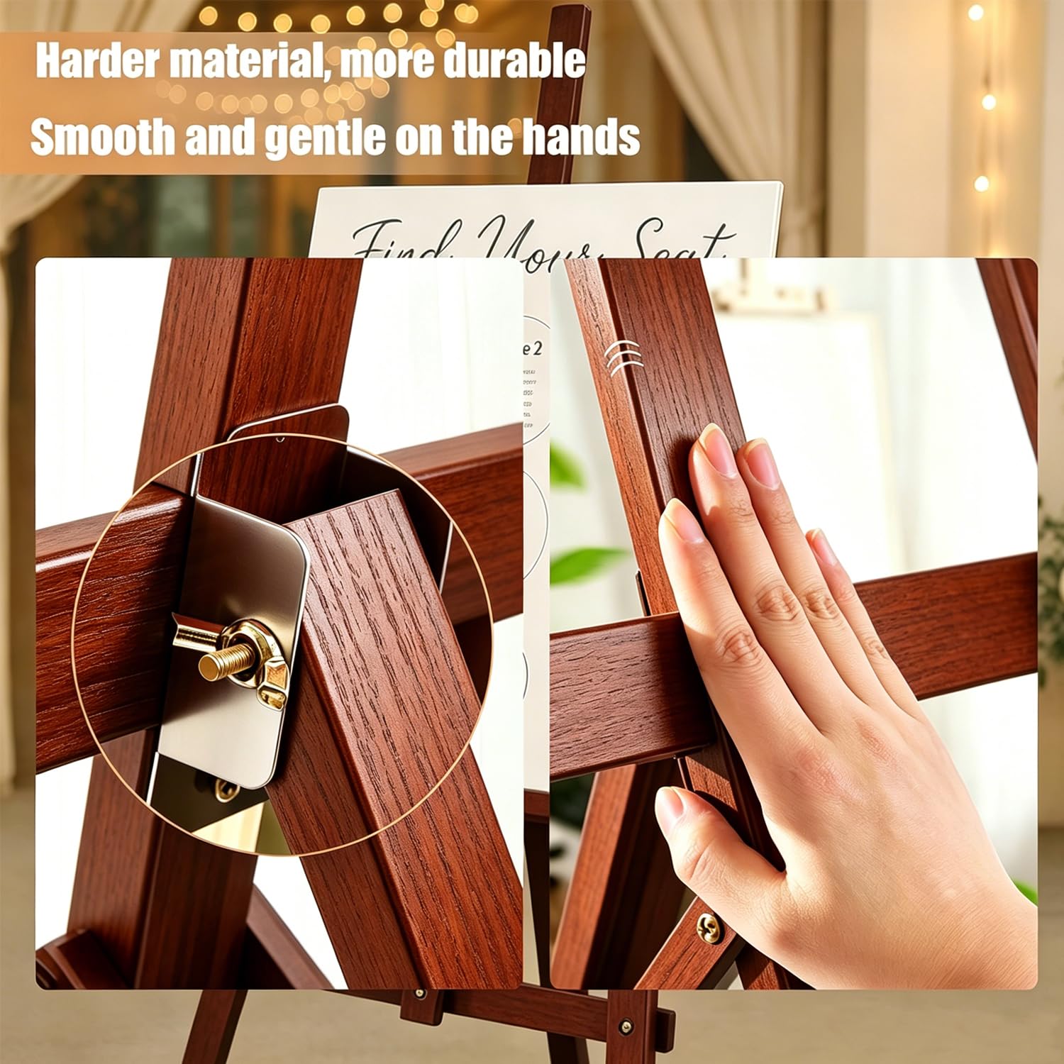 Caballete Madera，Caballete De Madera Natural De 150 Cm,Soporte Profesional Para Lienzo, Adecuado Para Niños y Adultos,Apto Para Pintura Acrílica,Óleo,Etc.,Herramienta De Arte Portátil (2, Nogal)