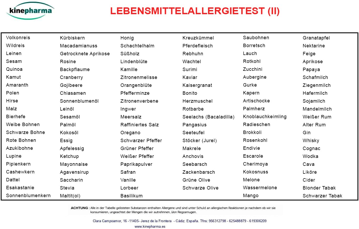 Kit für Lebensmittelunverträglichkeiten zur Kinesiologischen Testung bei Intoleranten Personen | Kit 125 Ampullen mit Reis, Milch, Gemüse, Obst (Siehe die Lebensmittel auf den Bildern)