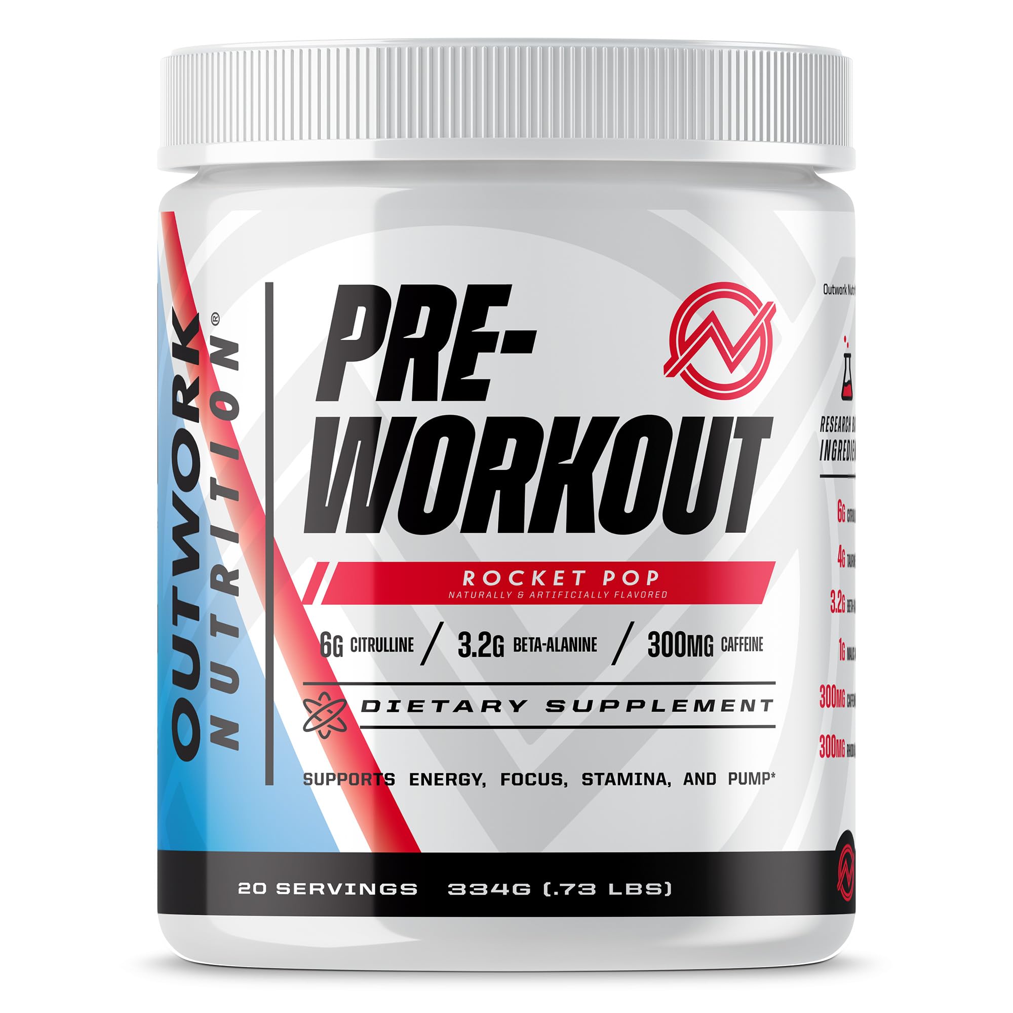 Outwork Nutrition Preworkout for Men & Women - Nootropic Pre Workout Without Creatine, Pre-Workout Powder with Taurine Rhodiola Citrulline Malate Beta