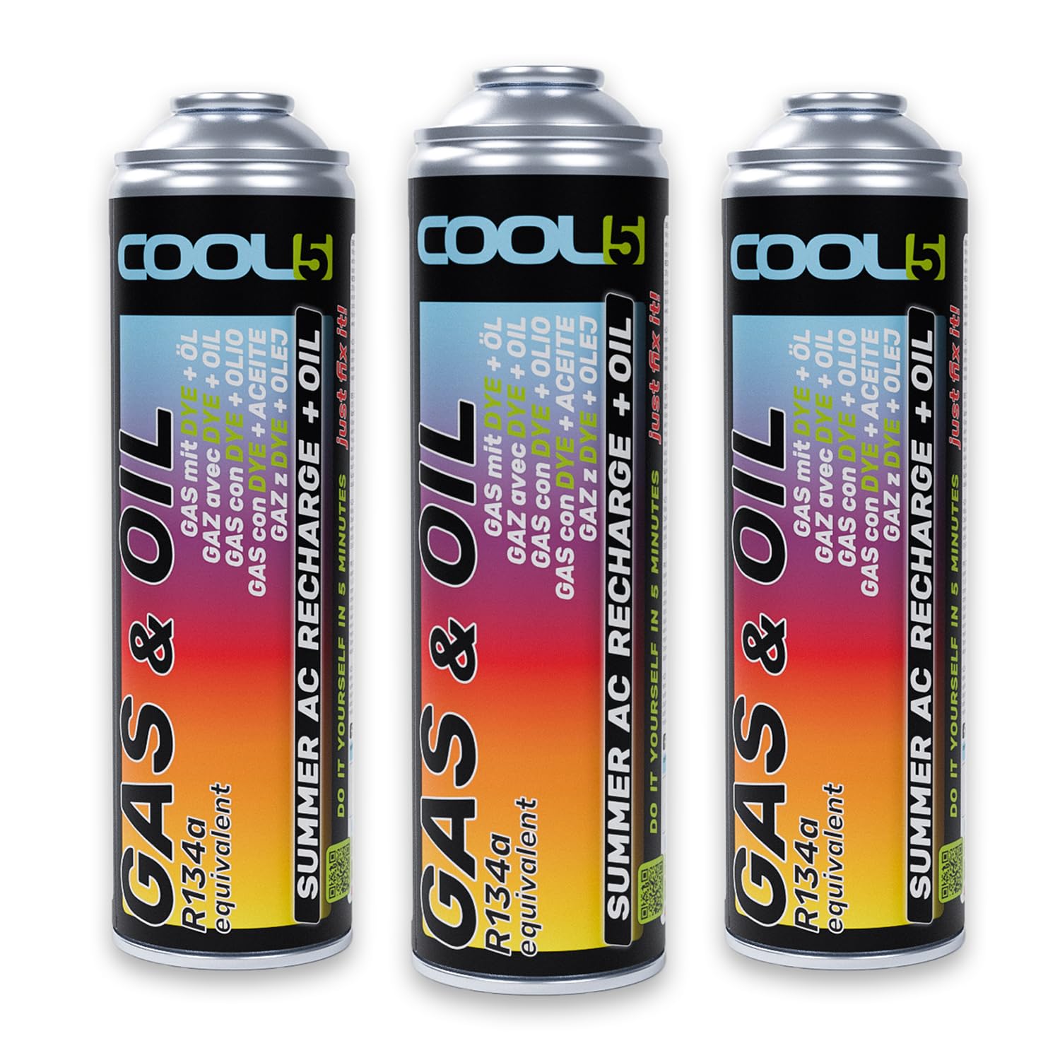 Kit di Riparazione dell'Aria condizionata 3 X Summer Full Kit - Sostituzione del refrigerante con Olio (Sostituzione di Gas R134a e R12) per Auto 1995-2016 + 70% Prodotto aggiuntivo - Alta