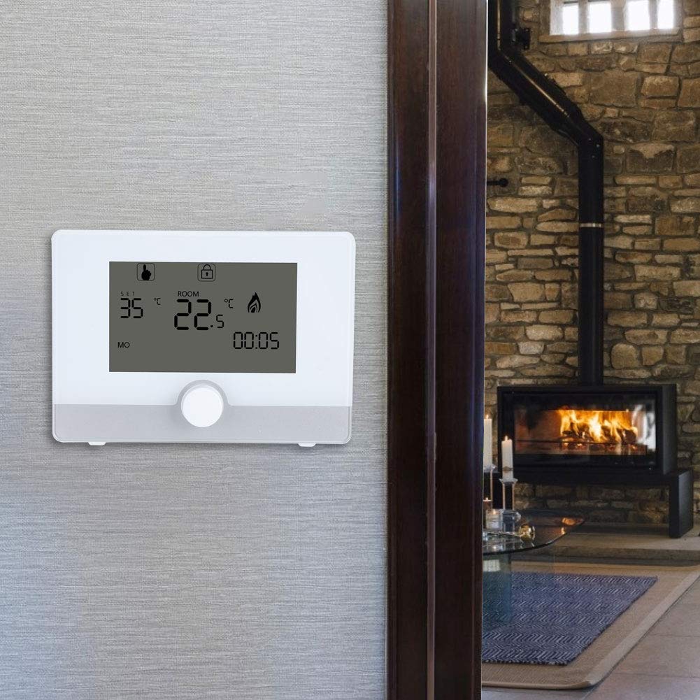 Termostato, Wireless Display LCD di grandi dimensioni Regolatore di temperatura programmabile digitale programmabile termostato per di riscaldamento caldaia murale(bianca)