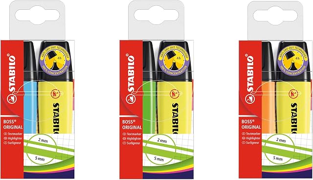 Highlighter - STABILO BOSS ORIGINAL - Pack of 2 - Assorted colours