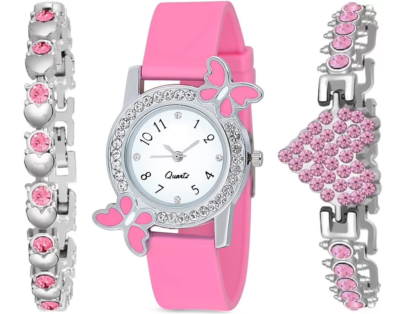 Praizy Pink Butterfly Watch and Love and Heart Designer Bracelet Combo - for Girls (Pink1) (B0BPRZKNV5) Amazon Price History, Amazon Price Tracker