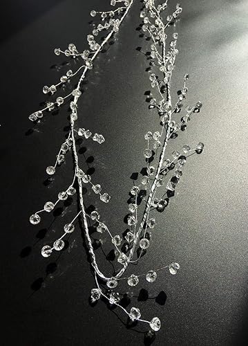 Miniatura 9 de Guirnalda de alambre transparente con cuentas de diamante de 40 pulgadas, guirnalda de cristal acrílico, decoración de boda, fiesta, corona, centro
