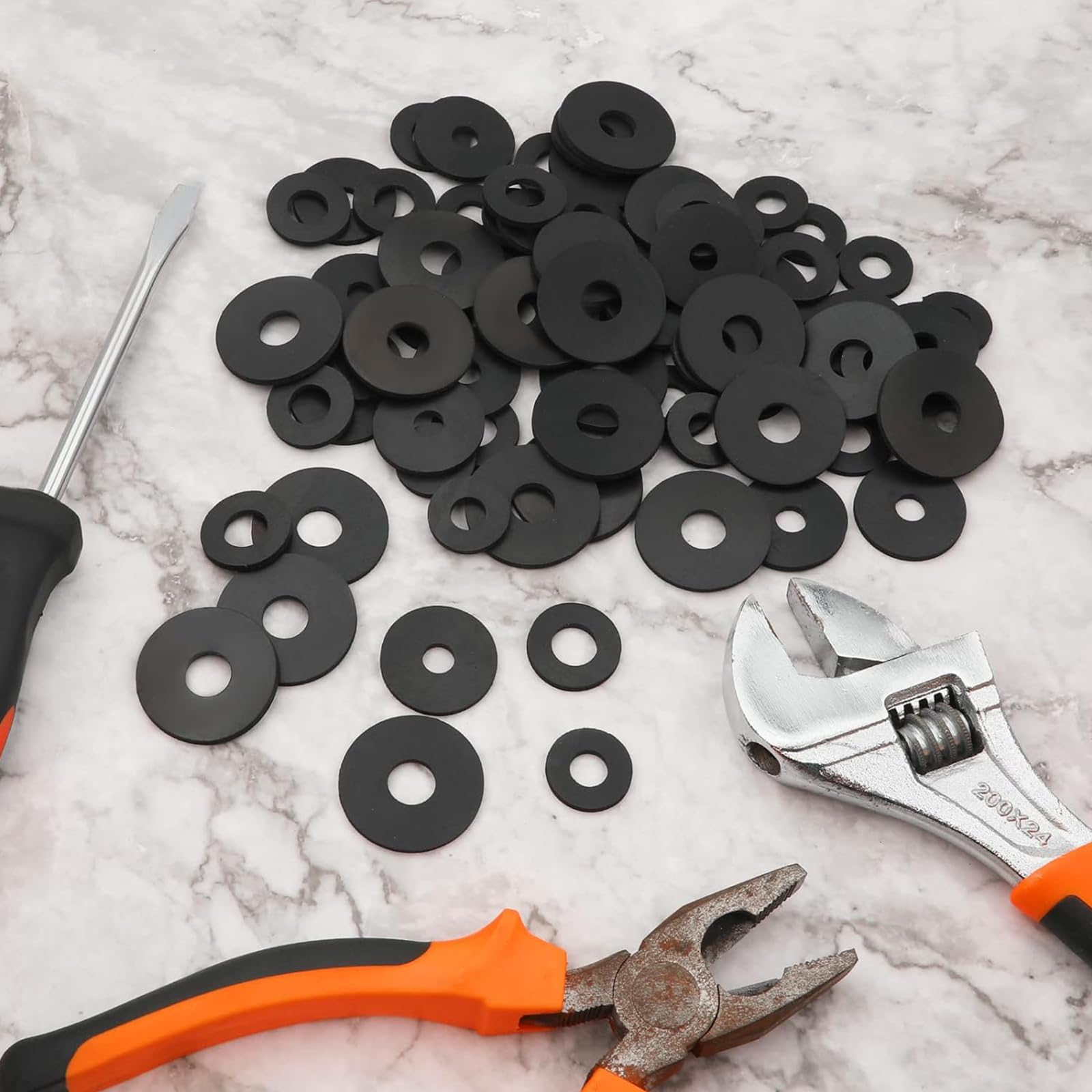 MisFun Rubber Flat Washers Set, 120 Pieces, 6 Sizes (10 x 5 mm, 12 x 6 mm, 16 x 8 mm, 20 x 8 mm, 25 x 10 mm, 30 x 10 mm) - Image 4