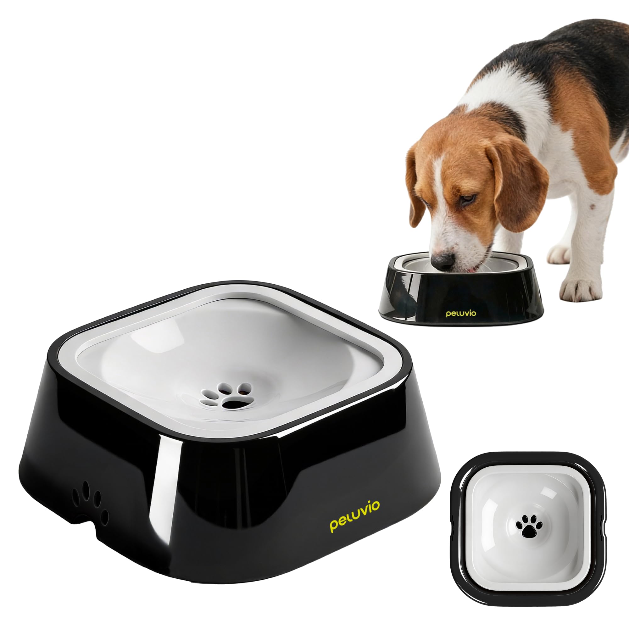 Peluvio Ripple No Spill Dog Water Bowl Keeps Floor Dry, Anti Splash with Floating Disc and Rim, Slow Drinking for Messy Drinkers, Easy to Clean, Stable ABS Base for Home, Car and Travel Daily Use, 1L