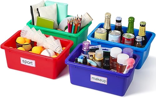 Miniatura 2 de Paquete de 48 contenedores de plástico para libros para el aula, contenedores de juguetes de colores para niños, contenedores de almacenamiento y