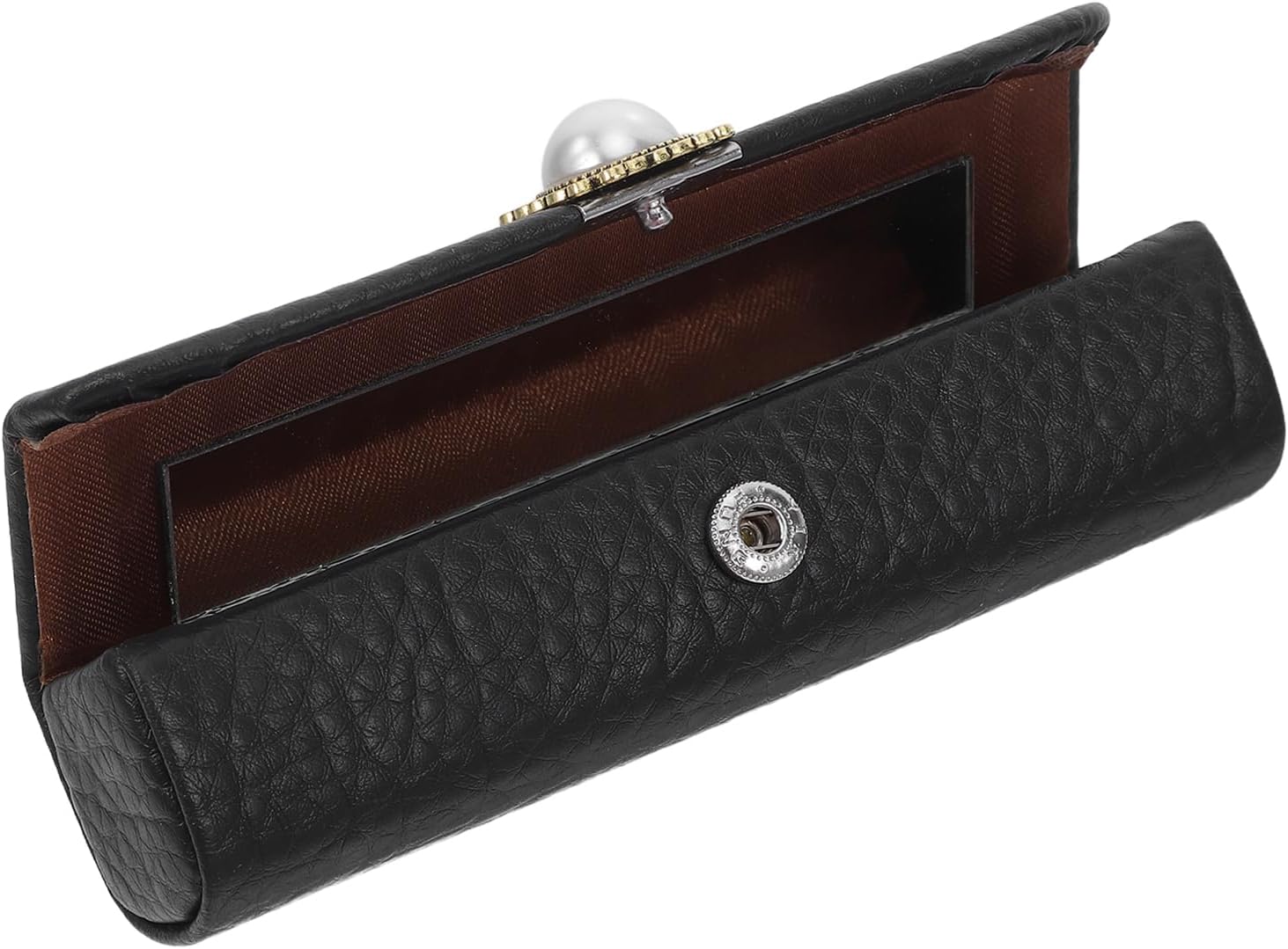 Lipstick Organizer Case with Dust-Proof Cover for Lipsticks to 11.6cm × 1.6cm for Purse Travel Litchi Texture in Matte Black and Pearl Finish