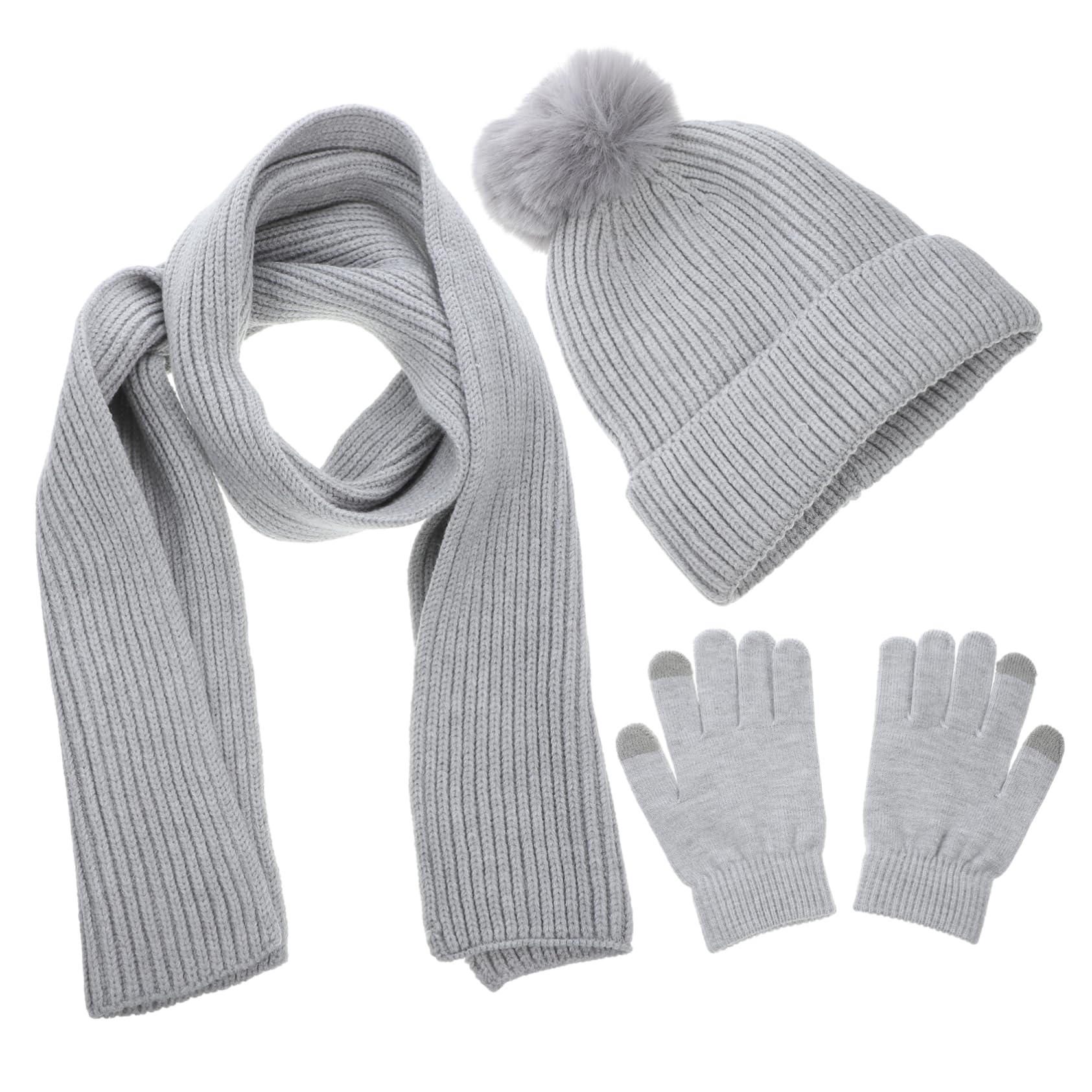 Set de invierno para mujer con gorro bufanda y guantes táctiles térmicos 8