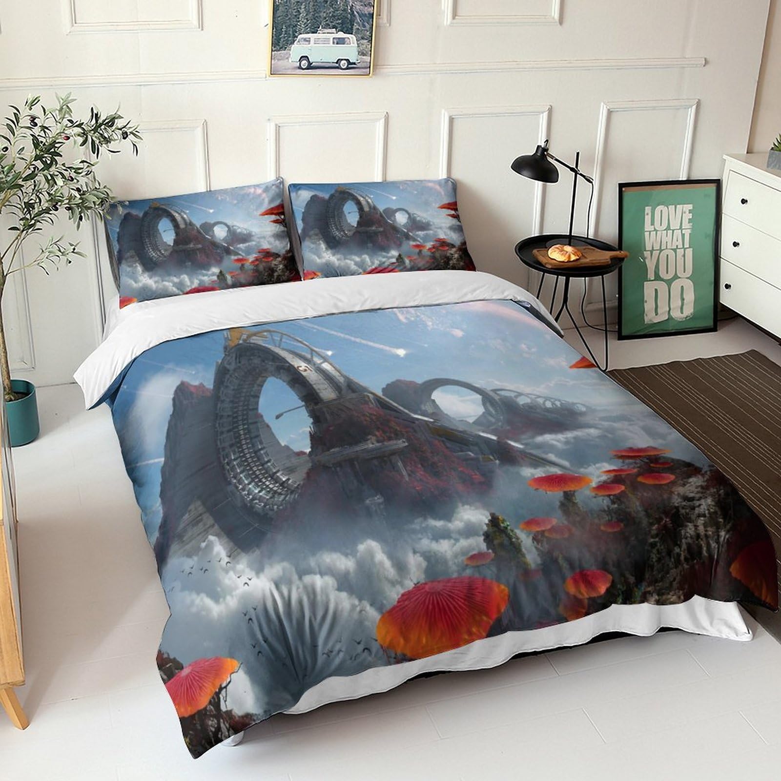 mondo magico Set Di Biancheria Da Film Film Letto Per Bambini, Moderna Stampa 3D, Per Ragazzi E Ragazze, in Microfibra, 3 Pezzi, Con Chiusura A Cerniera E Federe Cuscino King（220x240cm）
