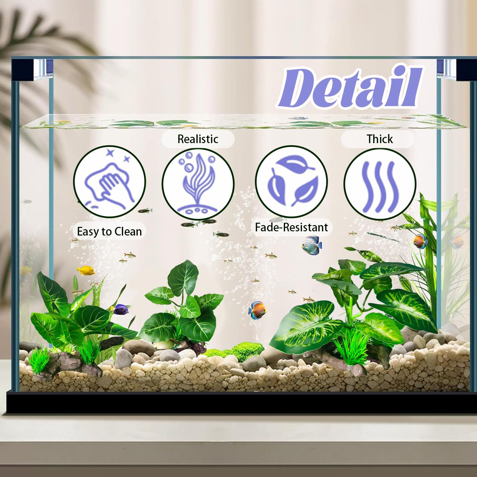 3 Pièces Plante Artificielle Exterieur, Decoration Aquarium Fleur Artificielle, Plante Artificielles Interieur Gazon Artificiel, Plantes Artificiella Décoration Aquarium pour Artificielles