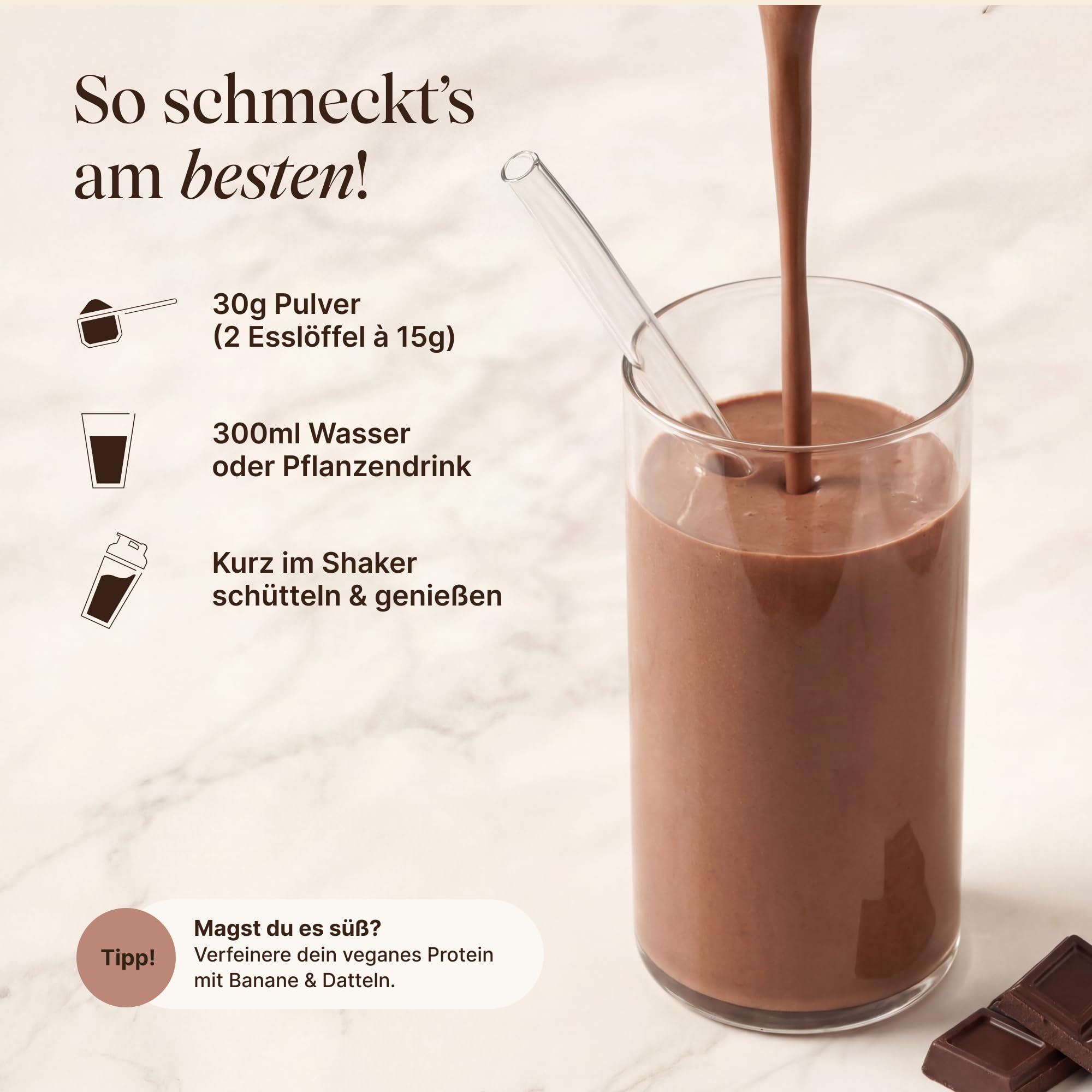 VETAIN Proteinpulver Vegan Kakao - 20g Eiweiß - Ohne künstliche Süßungsmittel - Bio Protein Pulver - 4 Proteinquellen fermentiert Erbsen - Vollständiges EAA & BCAA - 540g - NEUE REZEPTUR