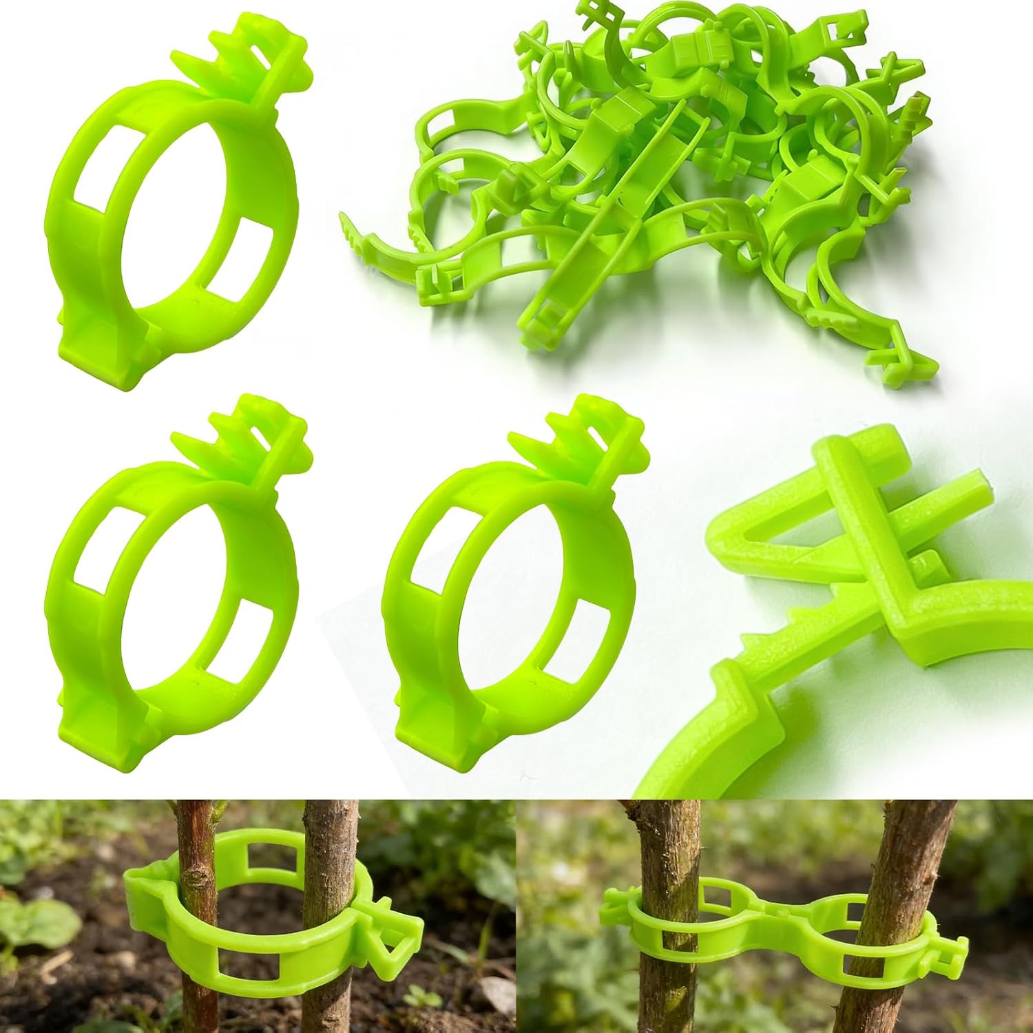 150 Pcs Plant Support Clips, 2026 New Upgraded Adjustable Plastic Clips for Securing Plants, Tomato Vine Clips, Plant Fixing Clips, Garden Clips for Climbing Plants, Grape and Vine Vegetables (Green)
