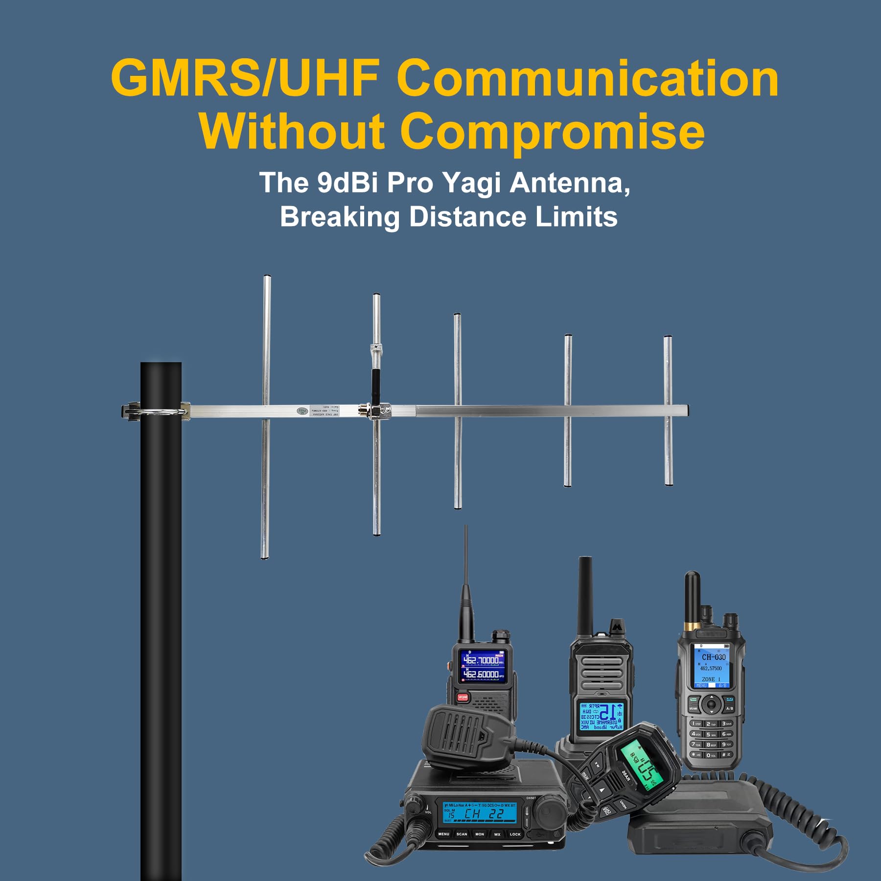 Antena stacji bazowej GMRS/UHF - 400-470MHz 5-elementowa Yagi ze wzmocnieniem 9dBi dla wzmacniacza radia szynkowego
