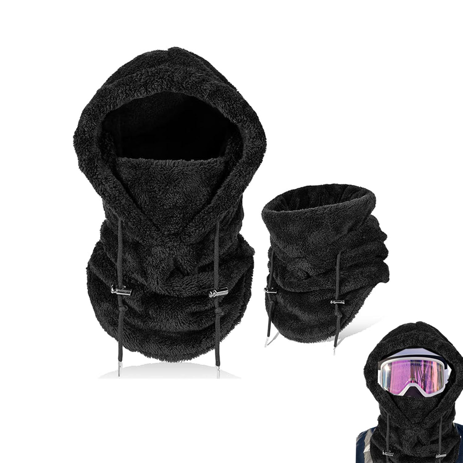 Sherpa Hood Ski Mask, Winter Windproof Coldproof Plush Mask