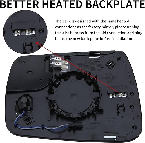 Miniatura 4 de Espejo lateral del pasajero de repuesto para Dodge Ram 1500 2500 2019 2020 2021  Espejo lateral derecho, espejo retrovisor de vidrio con calefacción