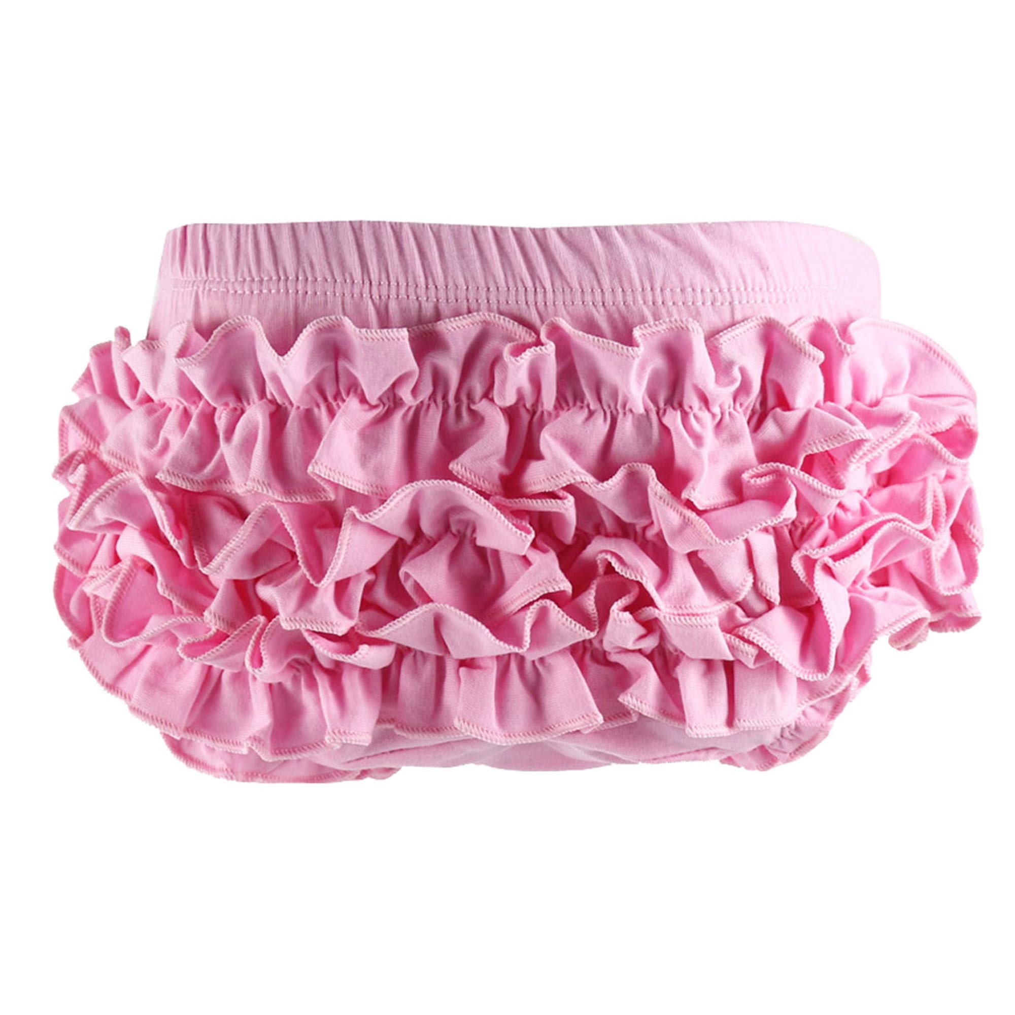 VduanMo Basic Cotton Diaper Cover Baby Bloomers with Ruffle Medium Pink