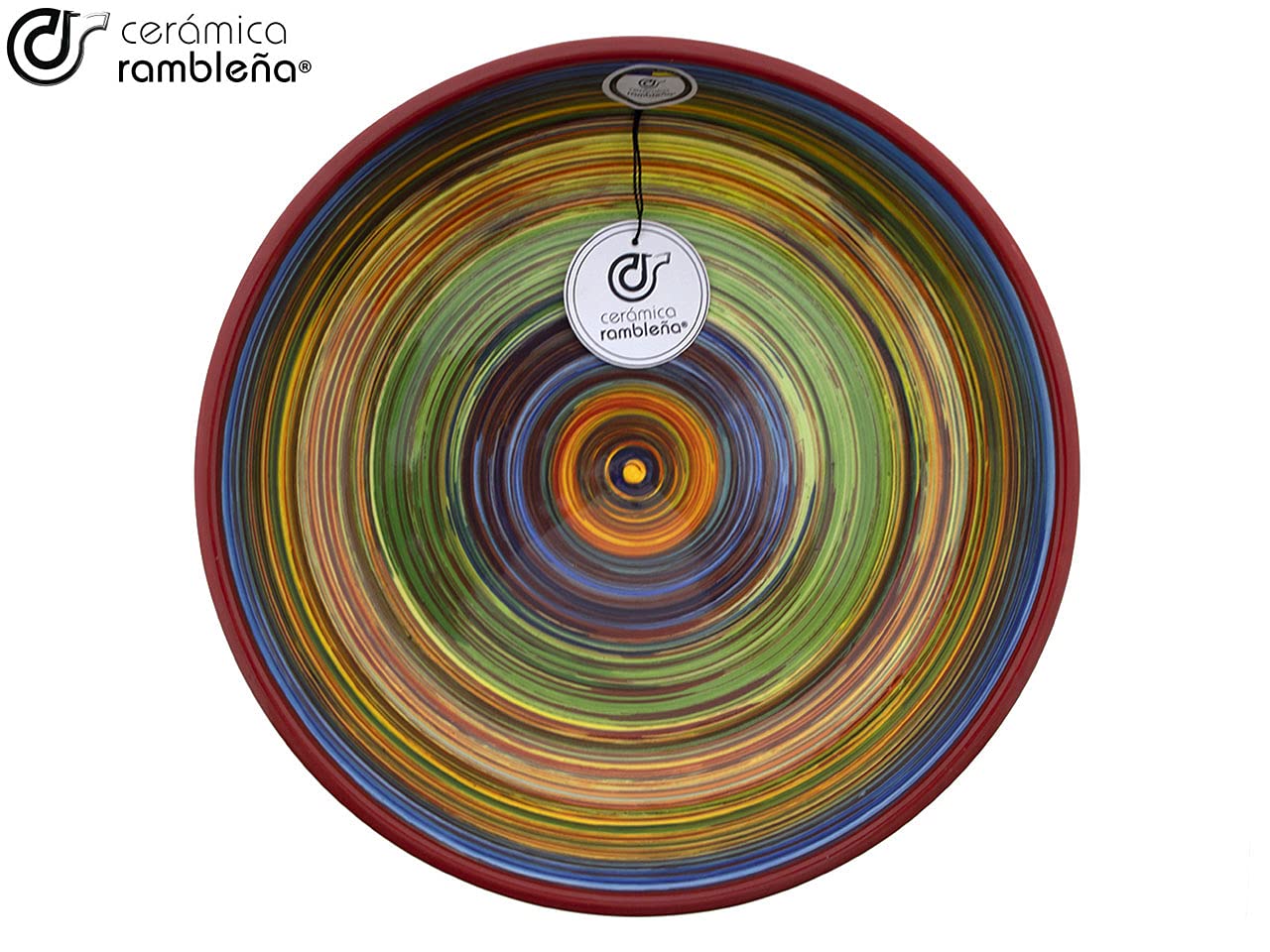 CERÁMICA RAMBLEÑA | Insalatiera in Ceramica | Insalatiere Originali | Insalatiera Decorazione Rustica Ø 23 cm - Modello 16 | 100% Decorato a Mano in Spagna 23x23x5.5 cm