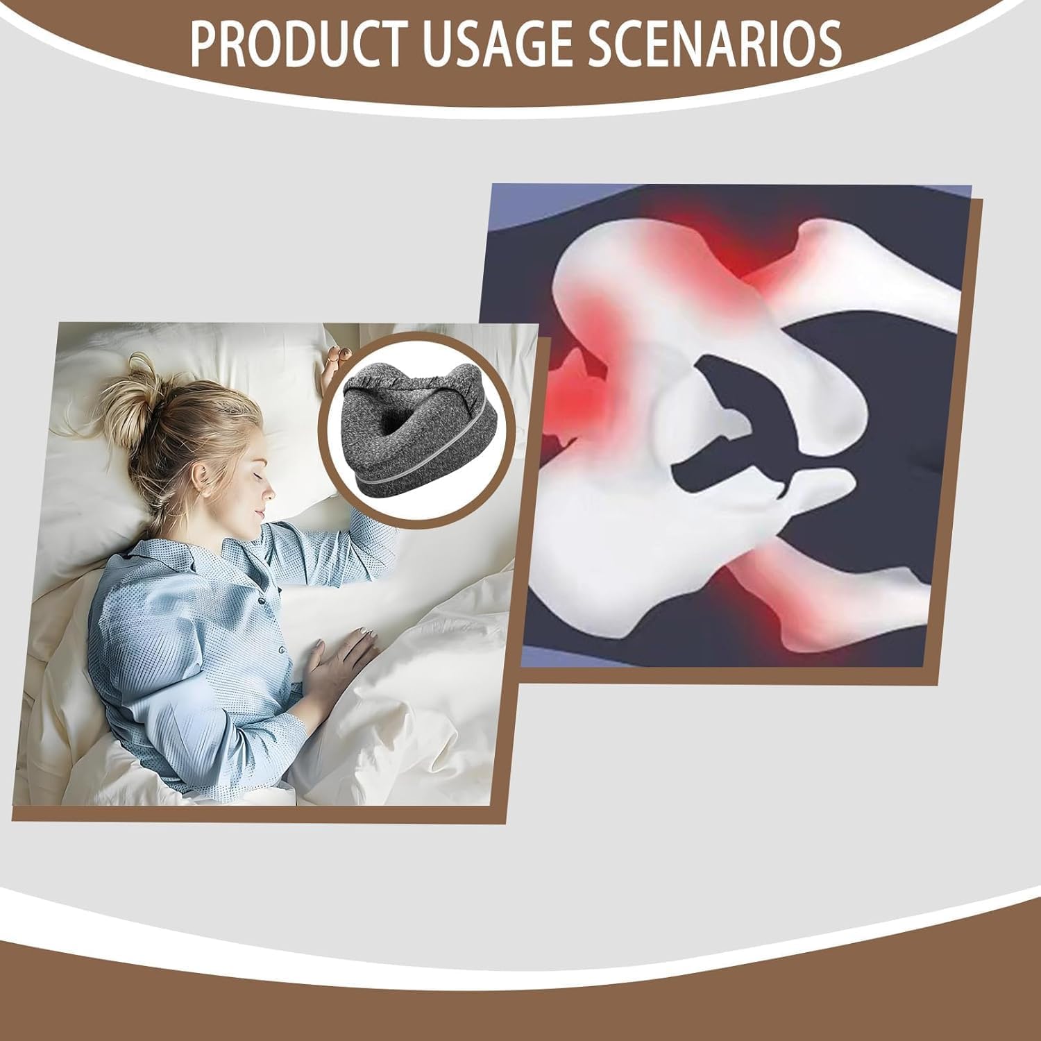 Leg Pillow for Sleeping, Knee Pillow, Back Pain Relief Pillow Heart-Shaped Memory
