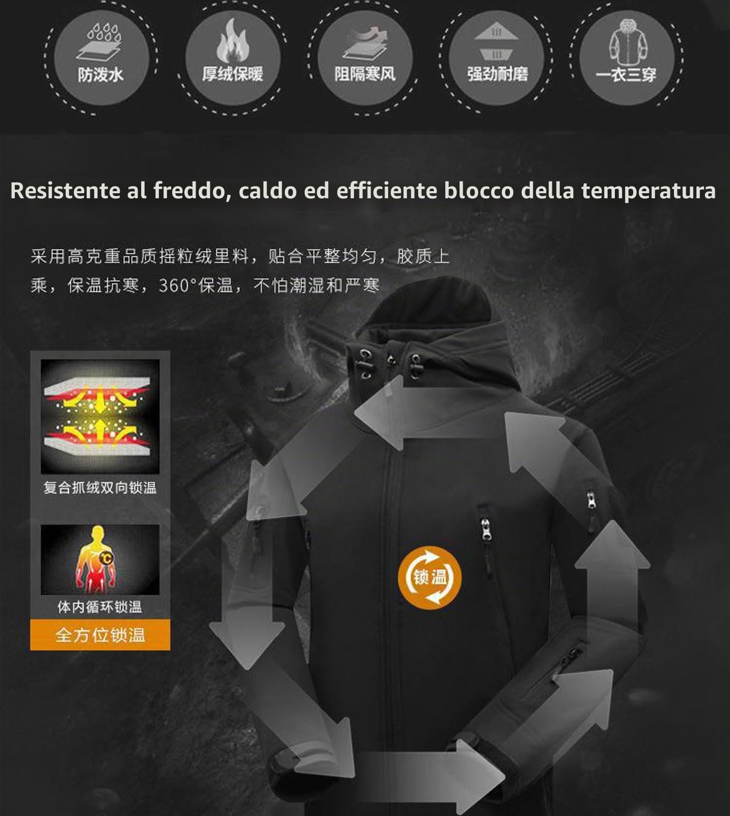 Tute da Pesca da Uomo con Pelle di squalo Invernale in Morbido Pile Spesso da Campeggio Set di tattiche Impermeabili per Allenamento-Army Green