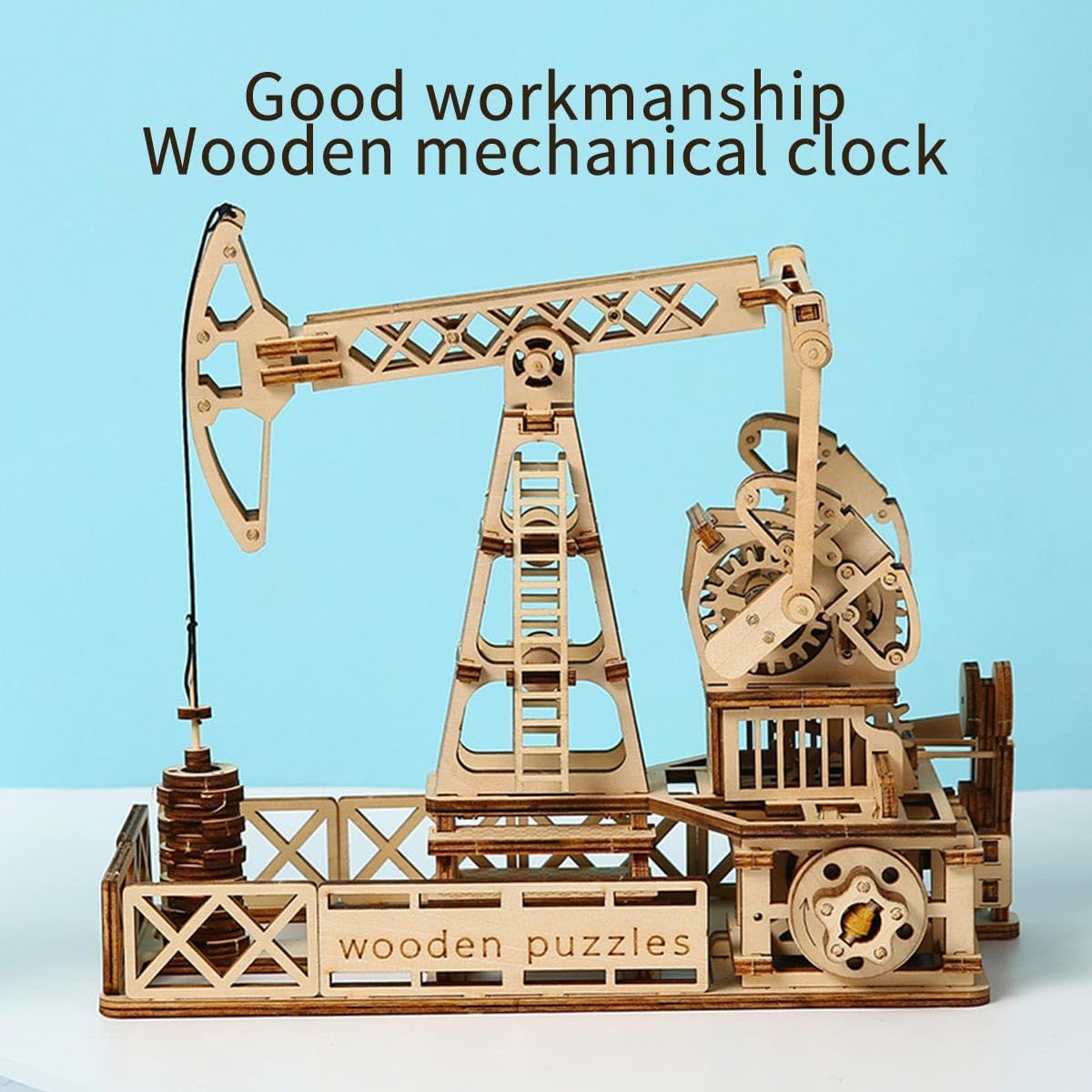 3D Wooden Oil Derrick Model Kit – Mechanical Engineering DIY Project for Adults, Educational Assembly Gift Set, Unique Desktop Display, Perfect Birthday