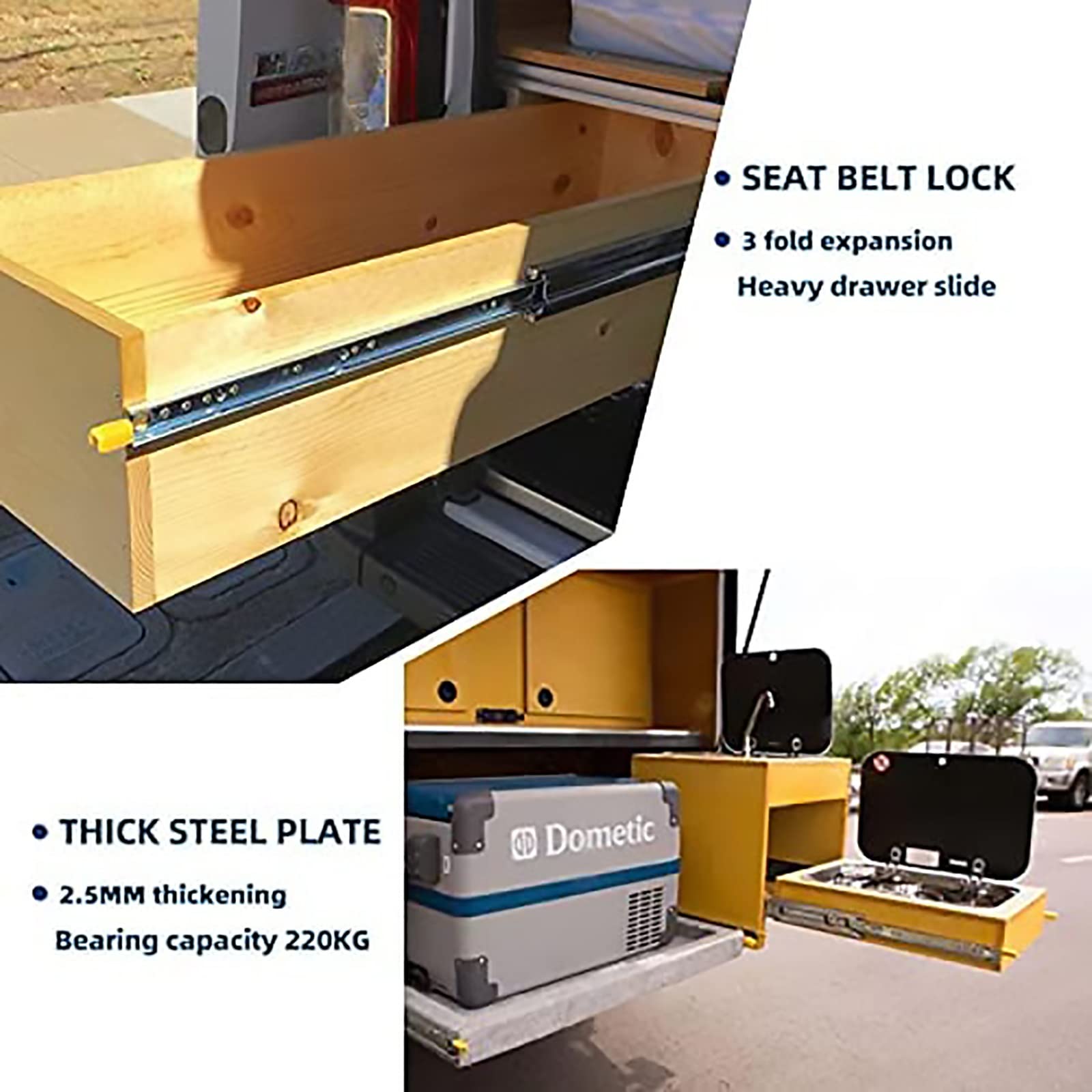 Corredores de cajón resistentes de 1200 mm con bloqueo de bolas de metal, extensión completa, capacidad de 120 kg, 1 par, ideal para un deslizamiento suave y máximo apoyo (tamaño: 400 mm/16 pulgadas)