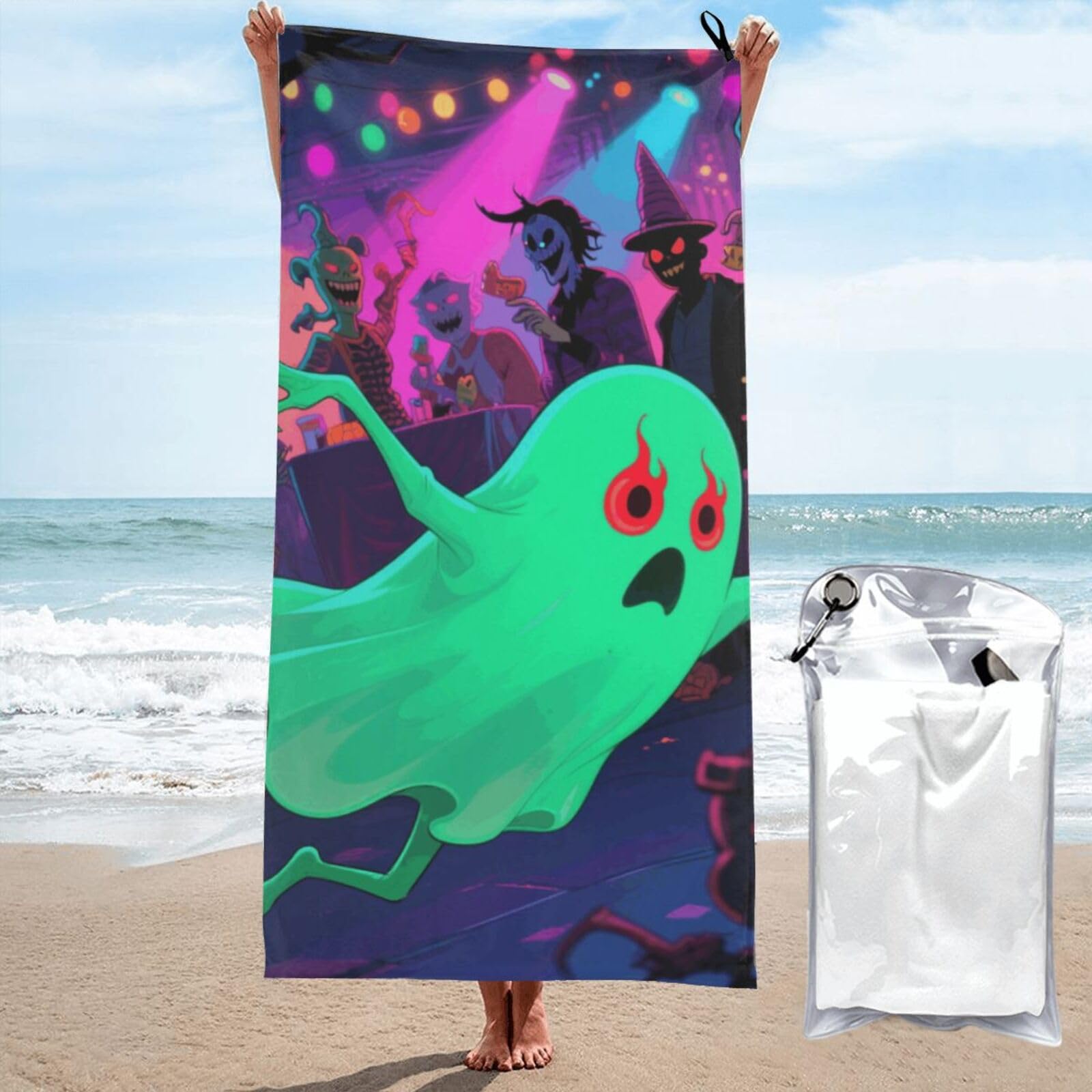 LMNGH Halloween Ghost Bath Towel Super Absorbent Quick Dry Bathroom Towel Sand Free Microfiber Beach Towels for Bathroom, Gym, Spa and Hotel Towel 27.5"x55"
